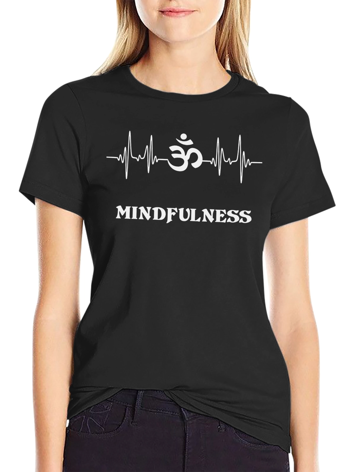 Mindfulness Om Heartbeat T-Shirt - Yoga Meditation Tee
