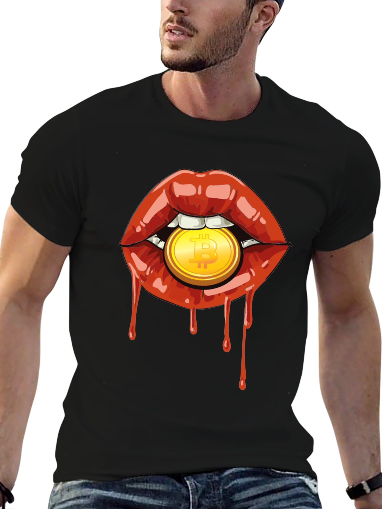 Bitcoin Lips Graphic Tee - Crypto Fashion