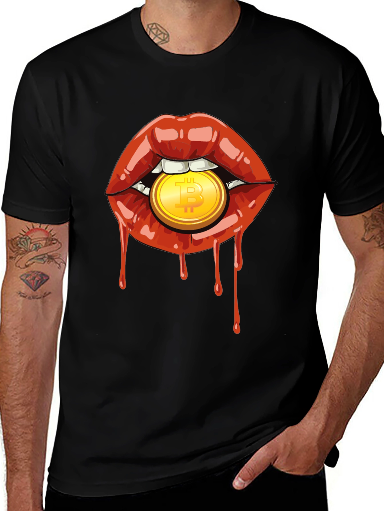 Bitcoin Lips Graphic Tee - Crypto Fashion