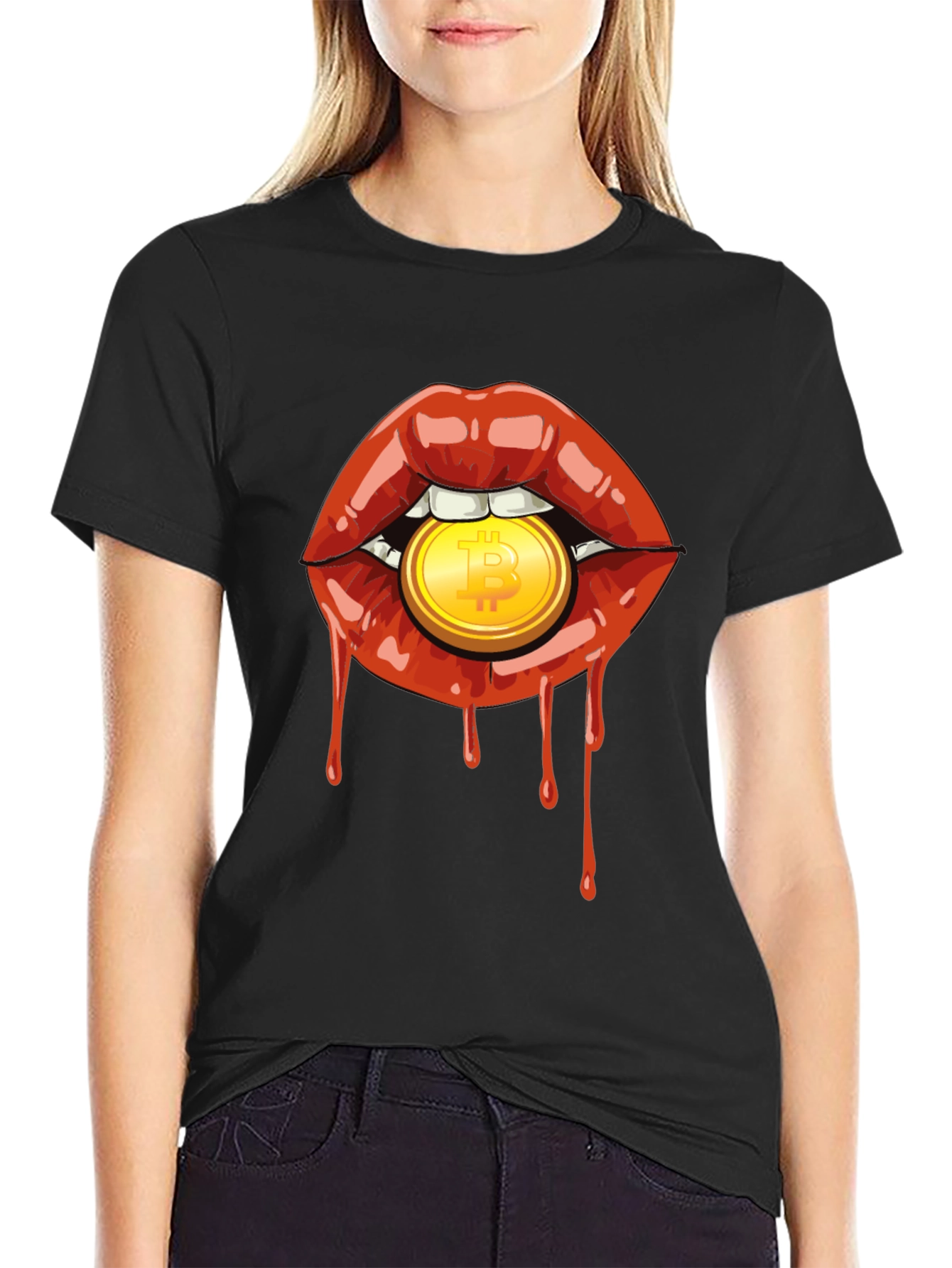 Bitcoin Lips Graphic Tee - Crypto Fashion