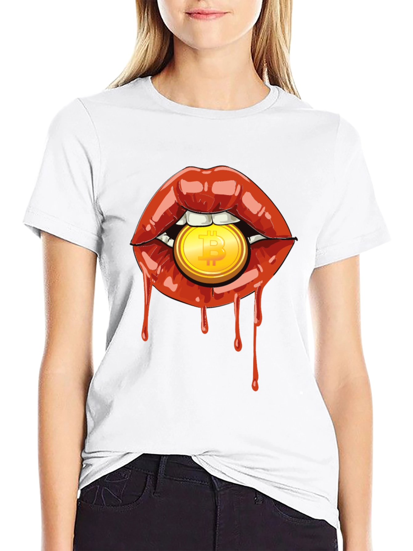 Bitcoin Lips Graphic Tee - Crypto Fashion