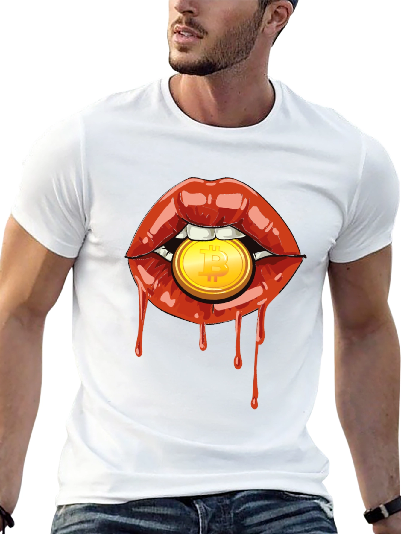 Bitcoin Lips Graphic Tee - Crypto Fashion