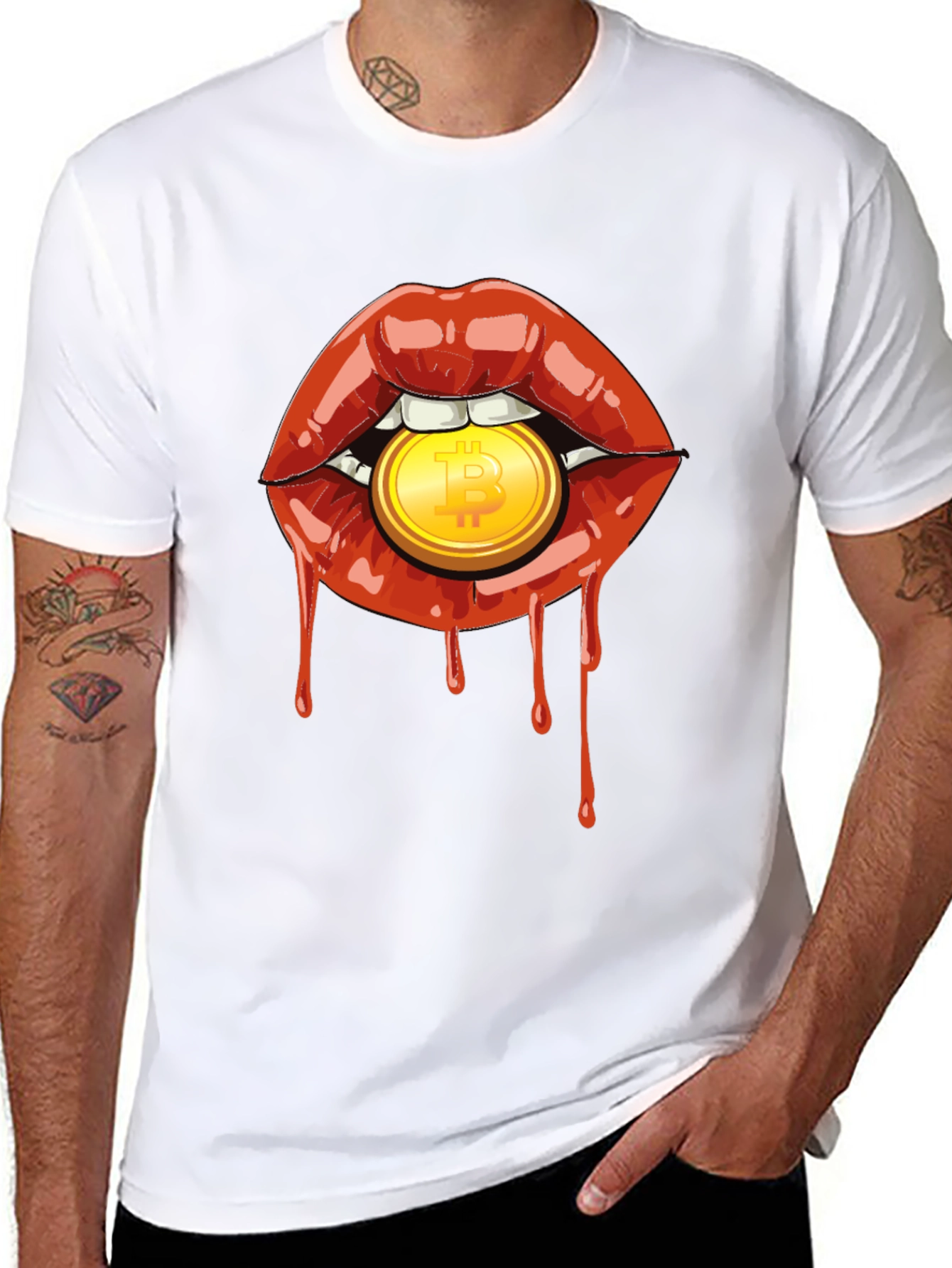 Bitcoin Lips Graphic Tee - Crypto Fashion