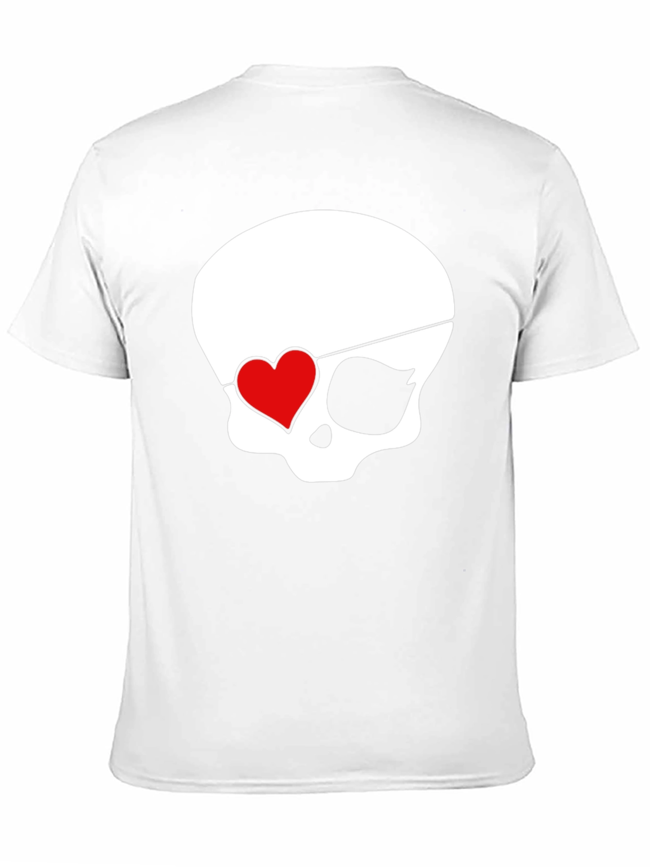 Skull Pirate Heart Eye Patch Mens Black T-Shirt