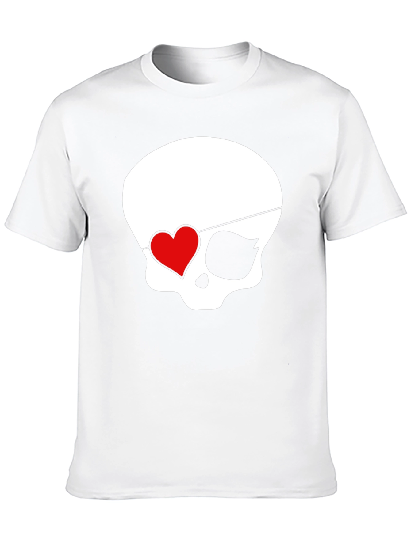 Skull Pirate Heart Eye Patch Mens Black T-Shirt