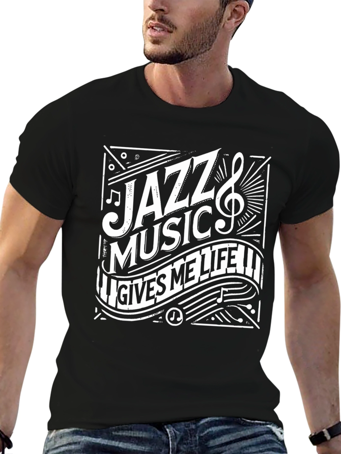 Jazz Music Gives Me Life Black T-Shirt