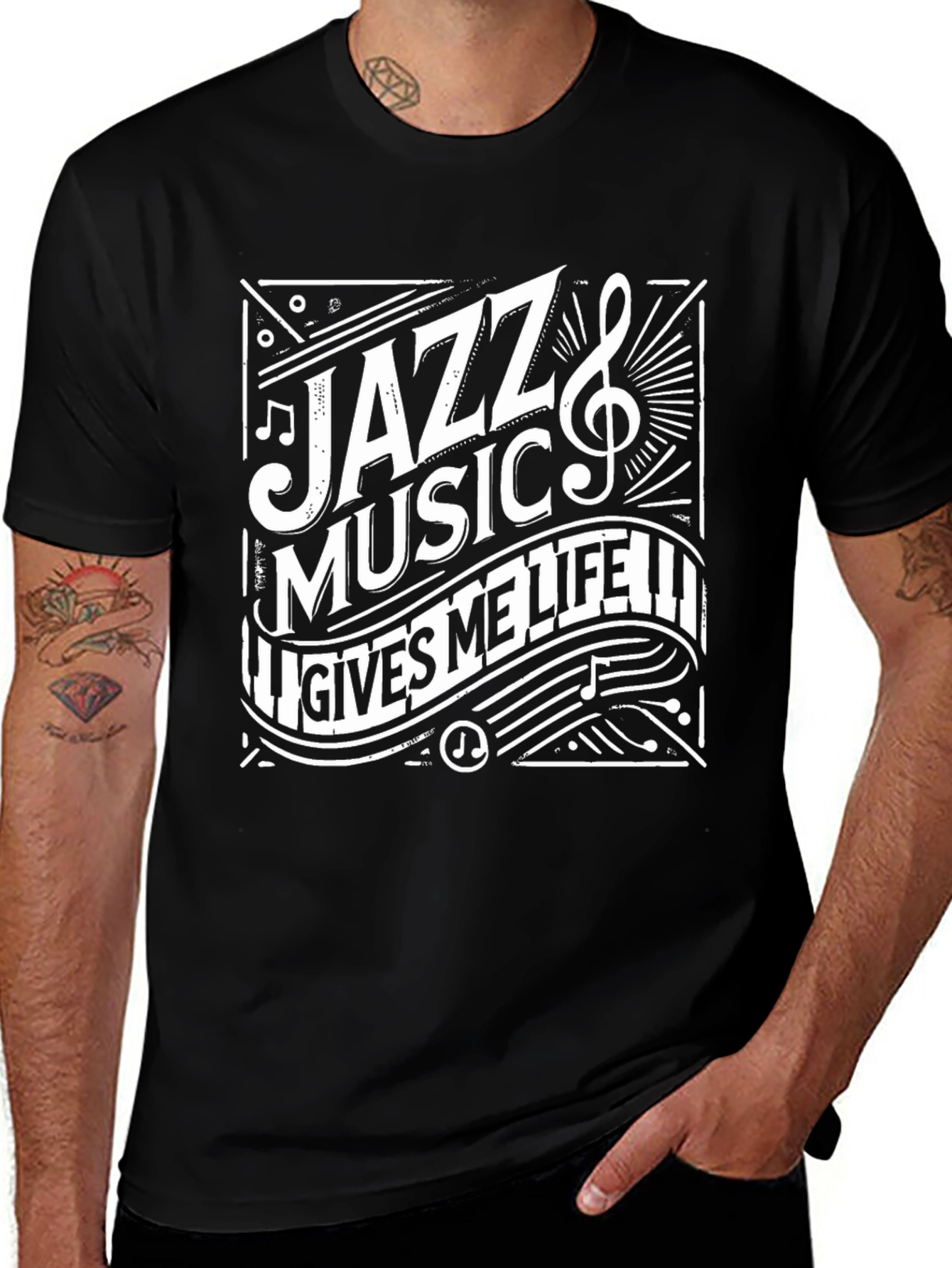 Jazz Music Gives Me Life Black T-Shirt
