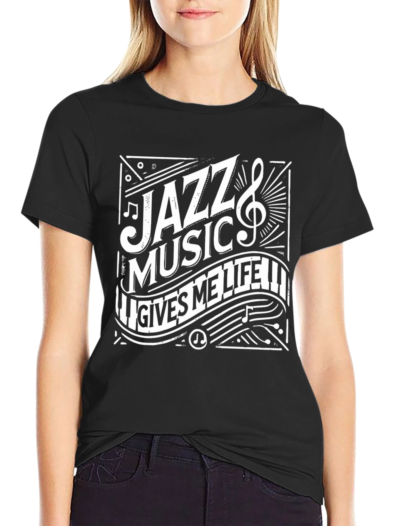 Jazz Music Gives Me Life Black T-Shirt