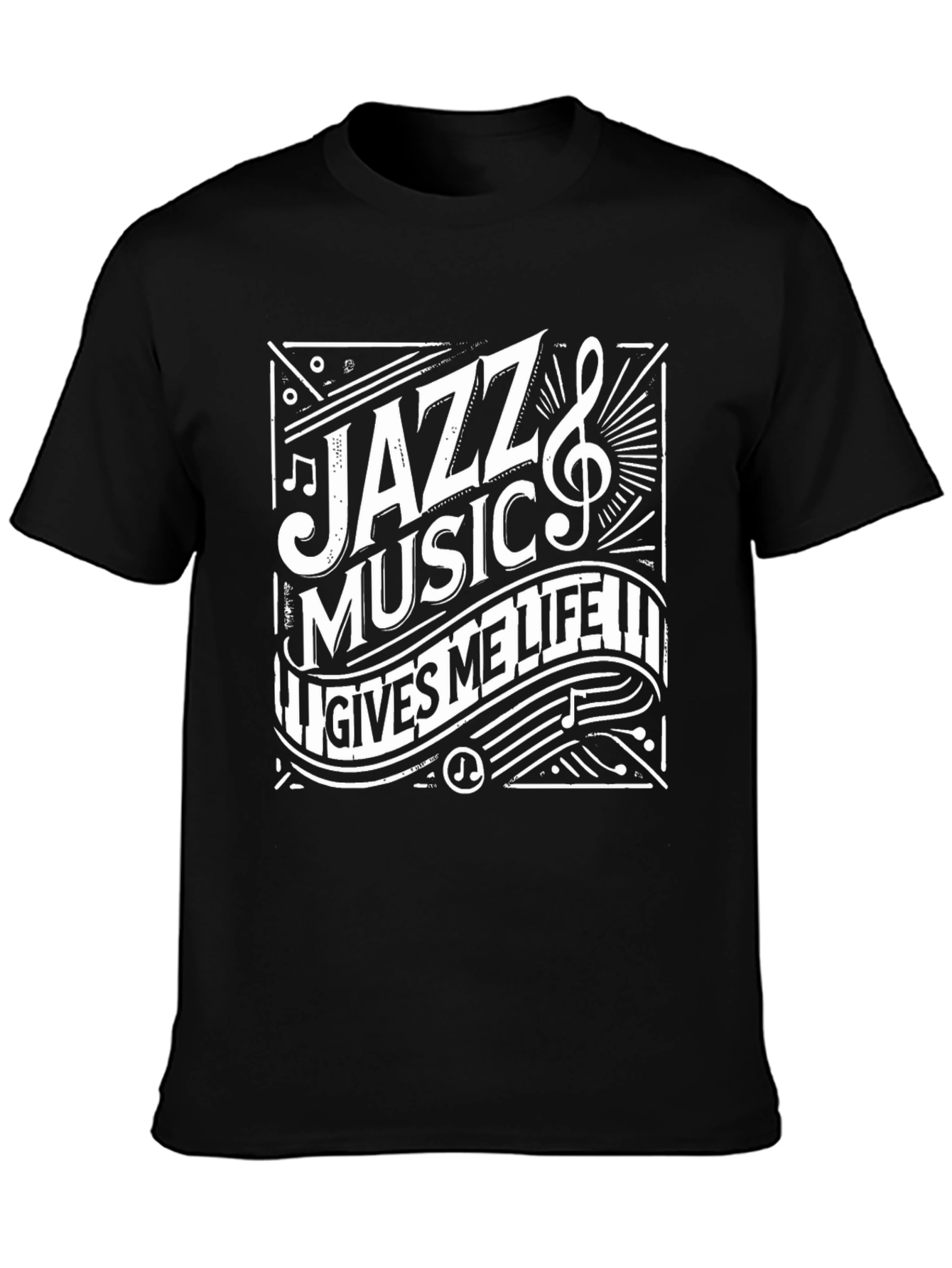 Jazz Music Gives Me Life Black T-Shirt