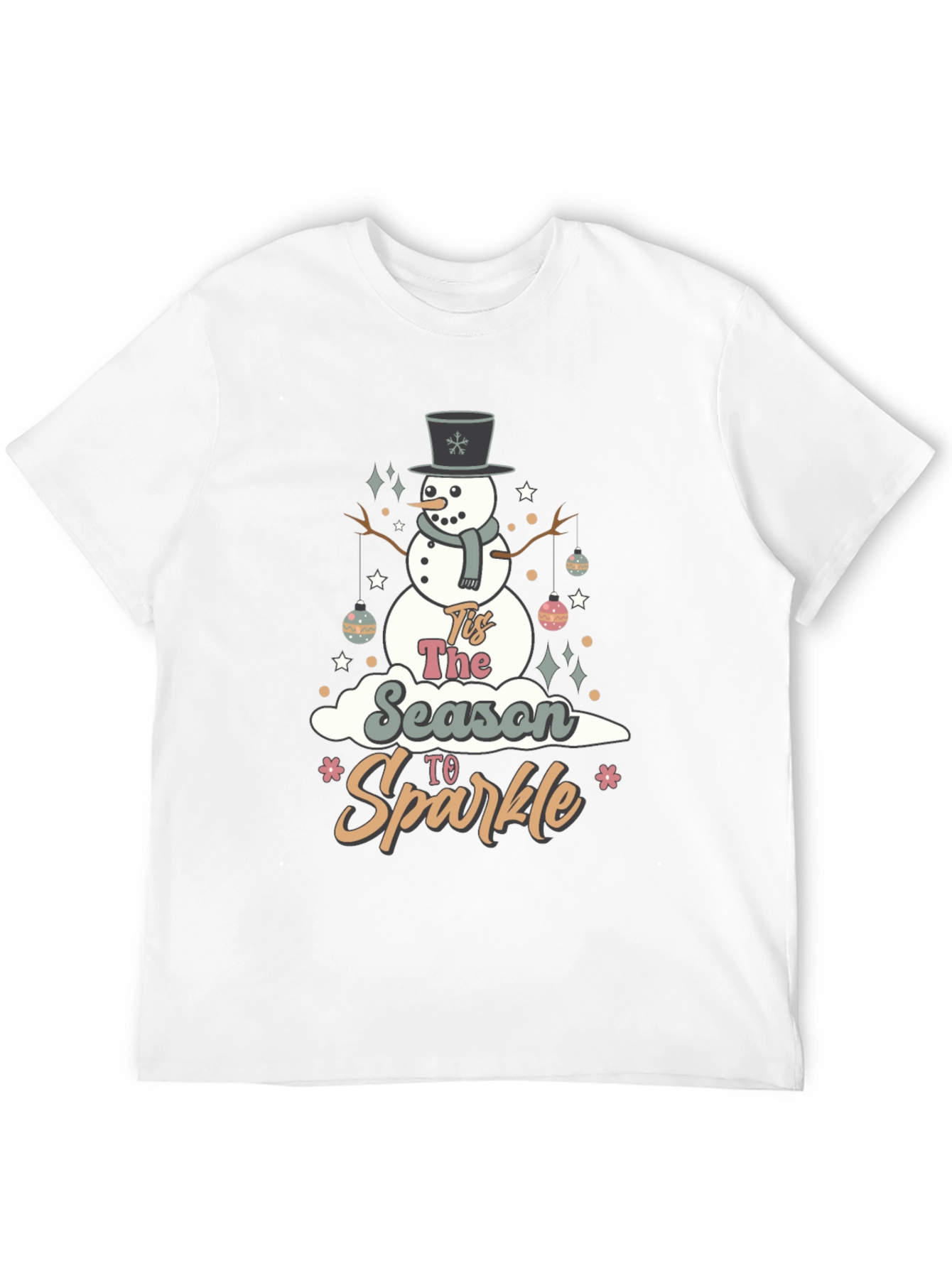Festive Tis The Season To Sparkle Snowman Graphic Tee