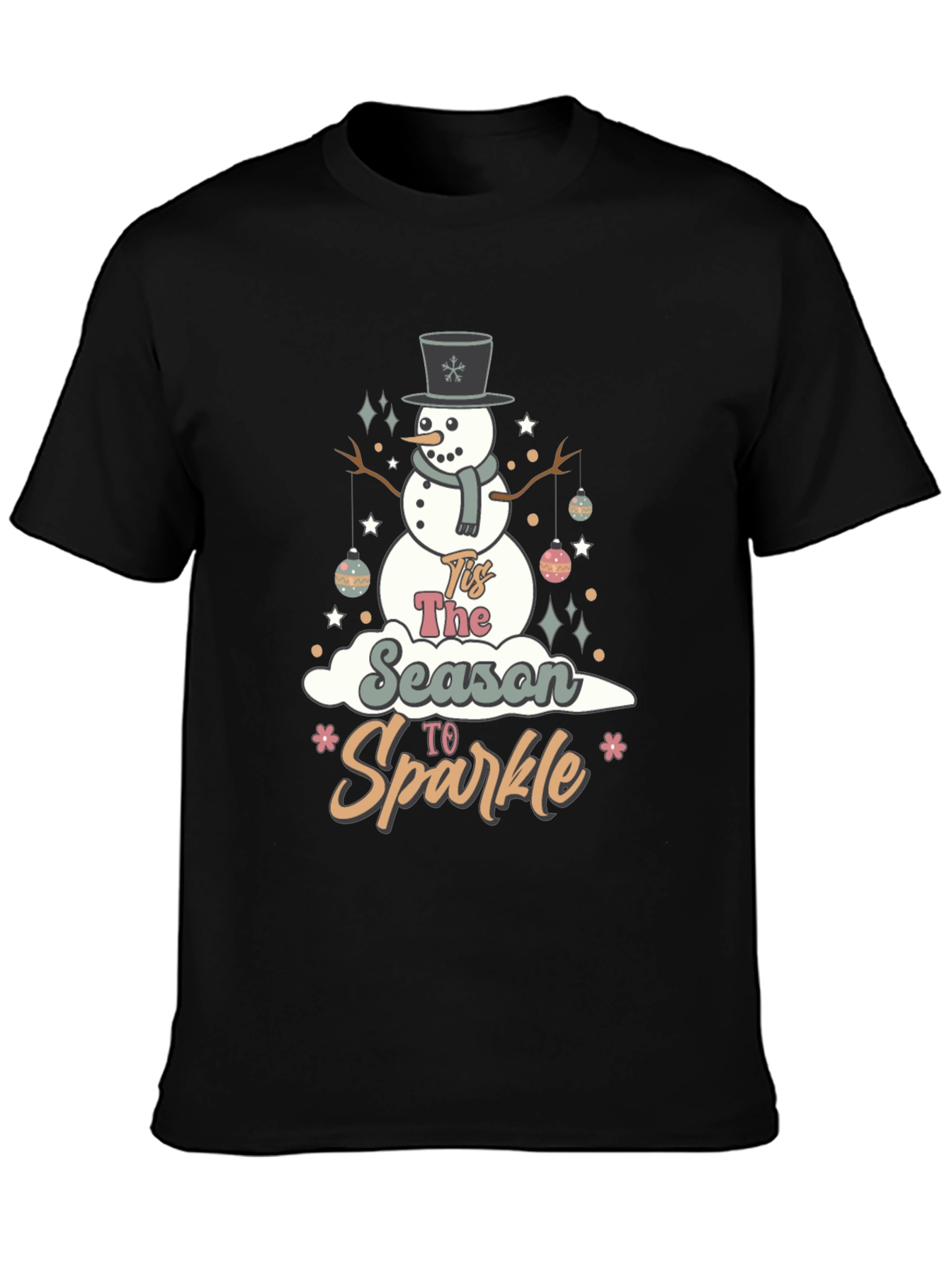 Festive Tis The Season To Sparkle Snowman Graphic Tee