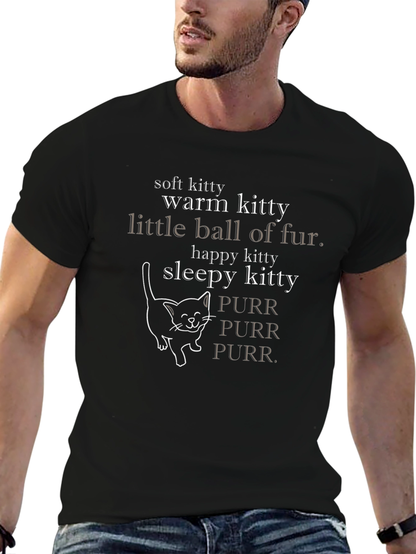 Soft Kitty Black Graphic T-Shirt