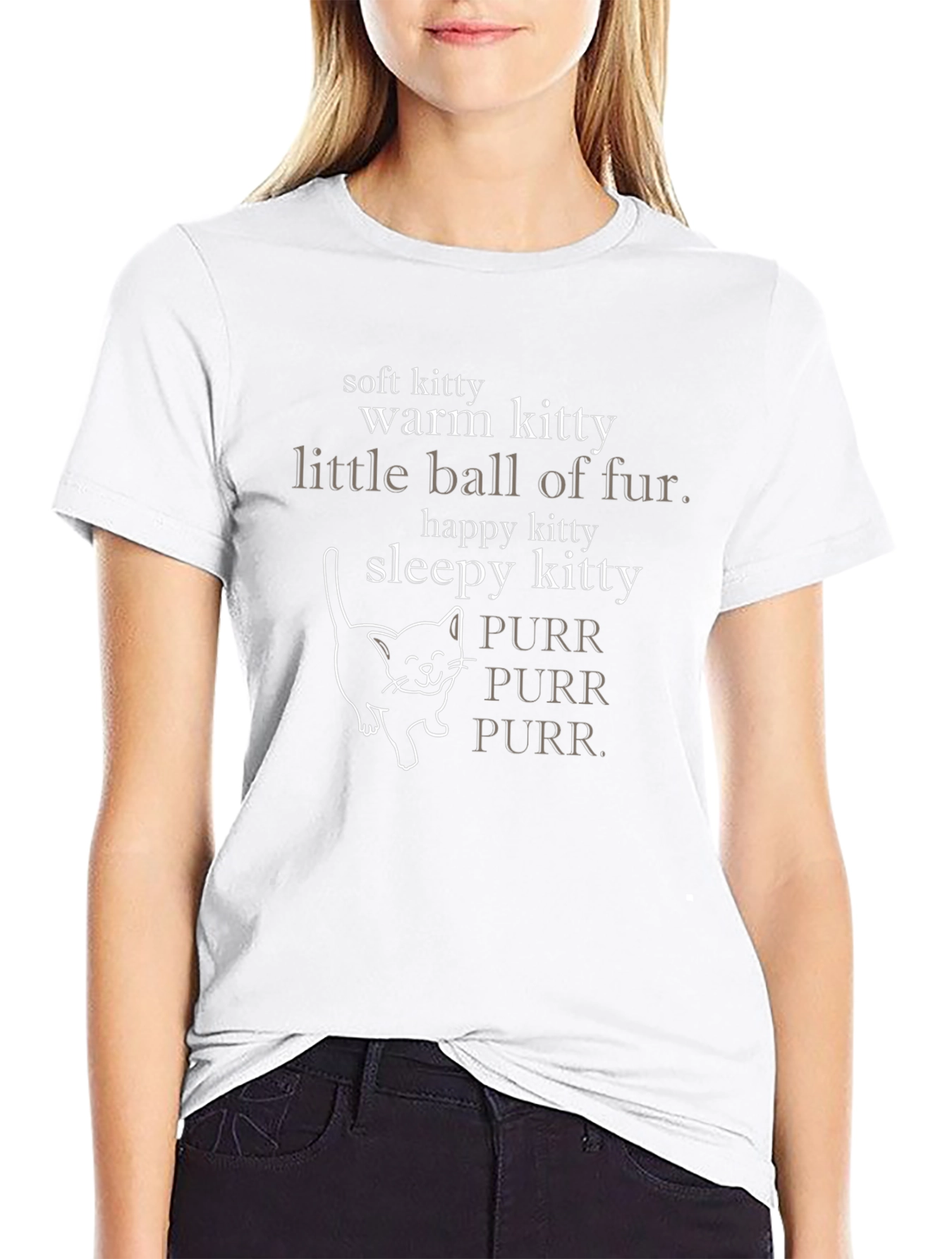 Soft Kitty Black Graphic T-Shirt