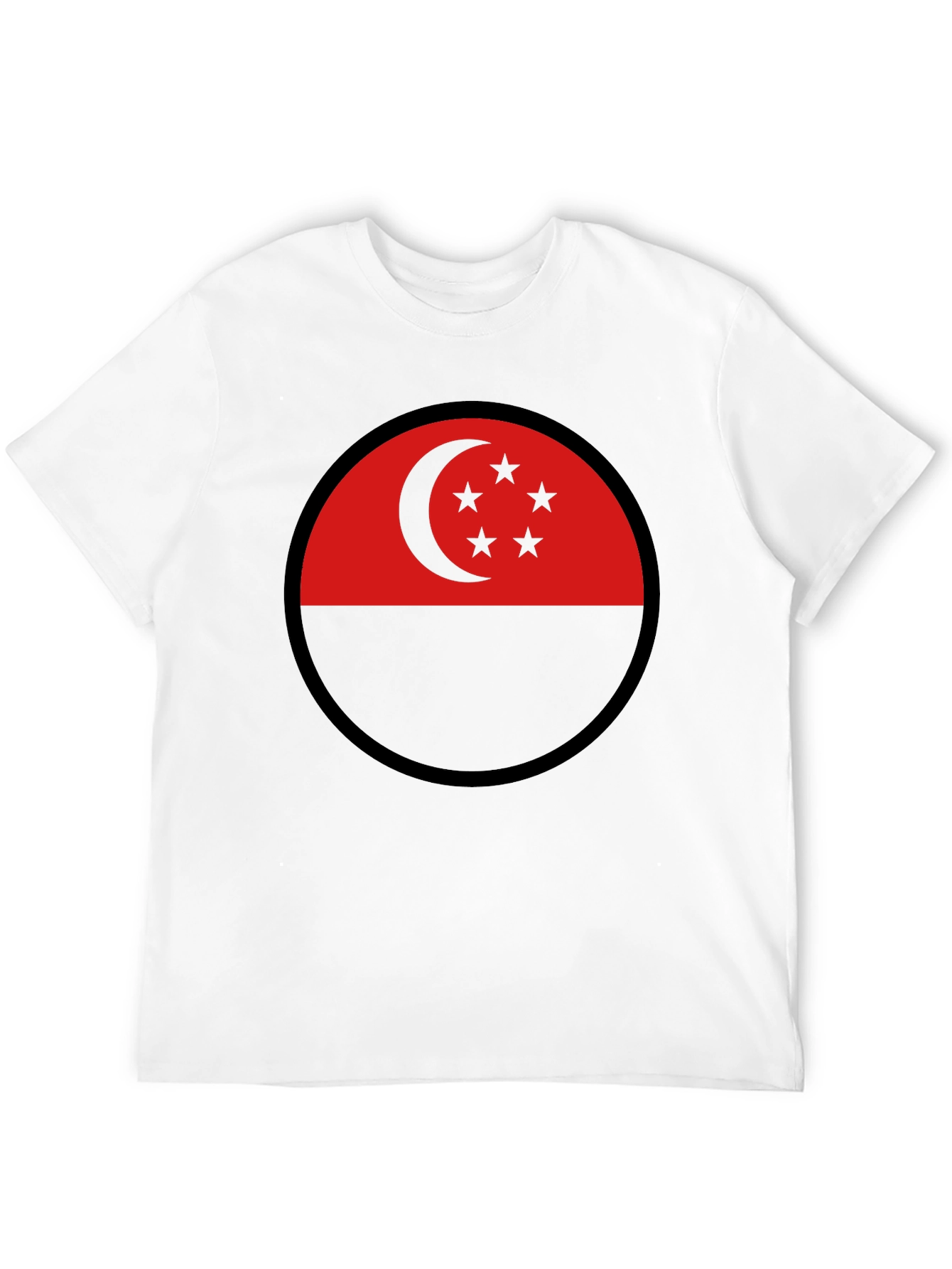 Singapore Flag Circle Black T-Shirt