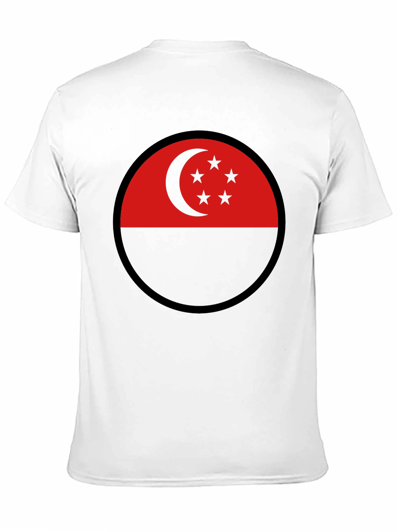 Singapore Flag Circle Black T-Shirt