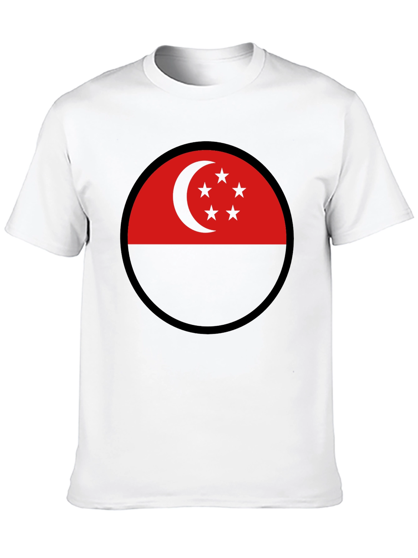 Singapore Flag Circle Black T-Shirt