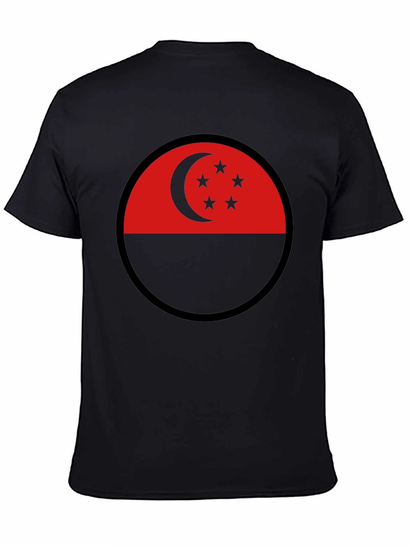 Singapore Flag Circle Black T-Shirt