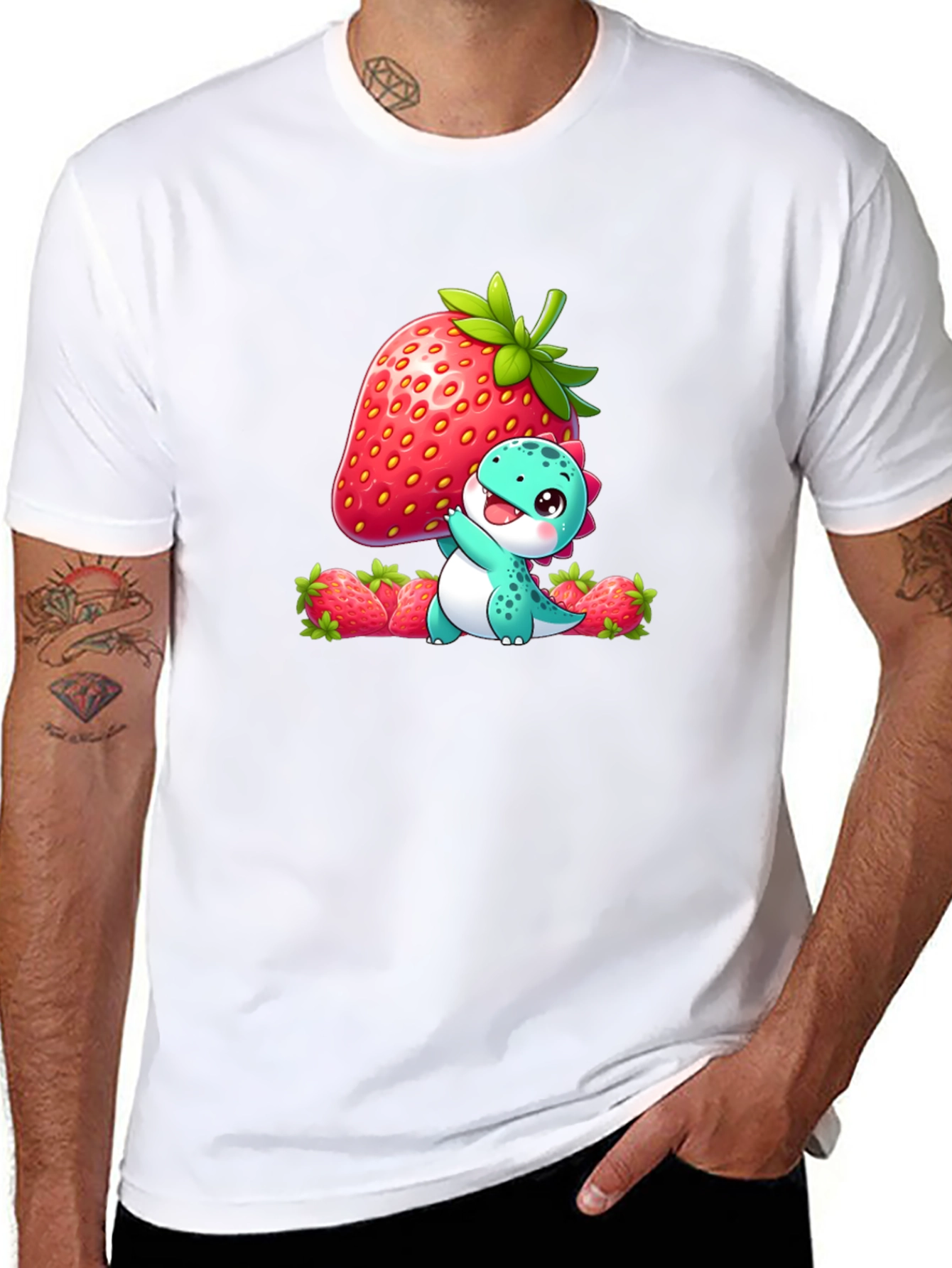 Cute Dinosaur with Strawberry T-Shirt
