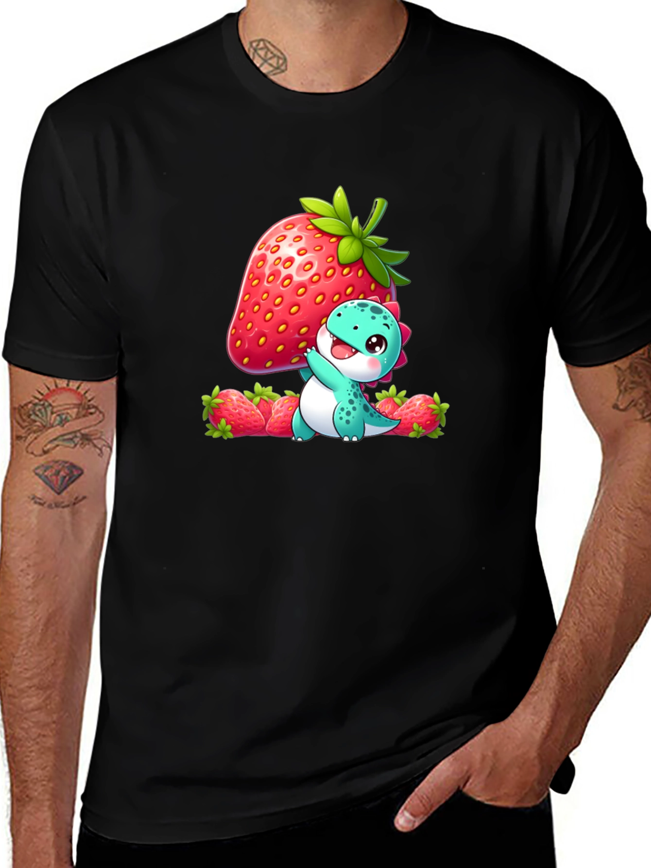 Cute Dinosaur with Strawberry T-Shirt