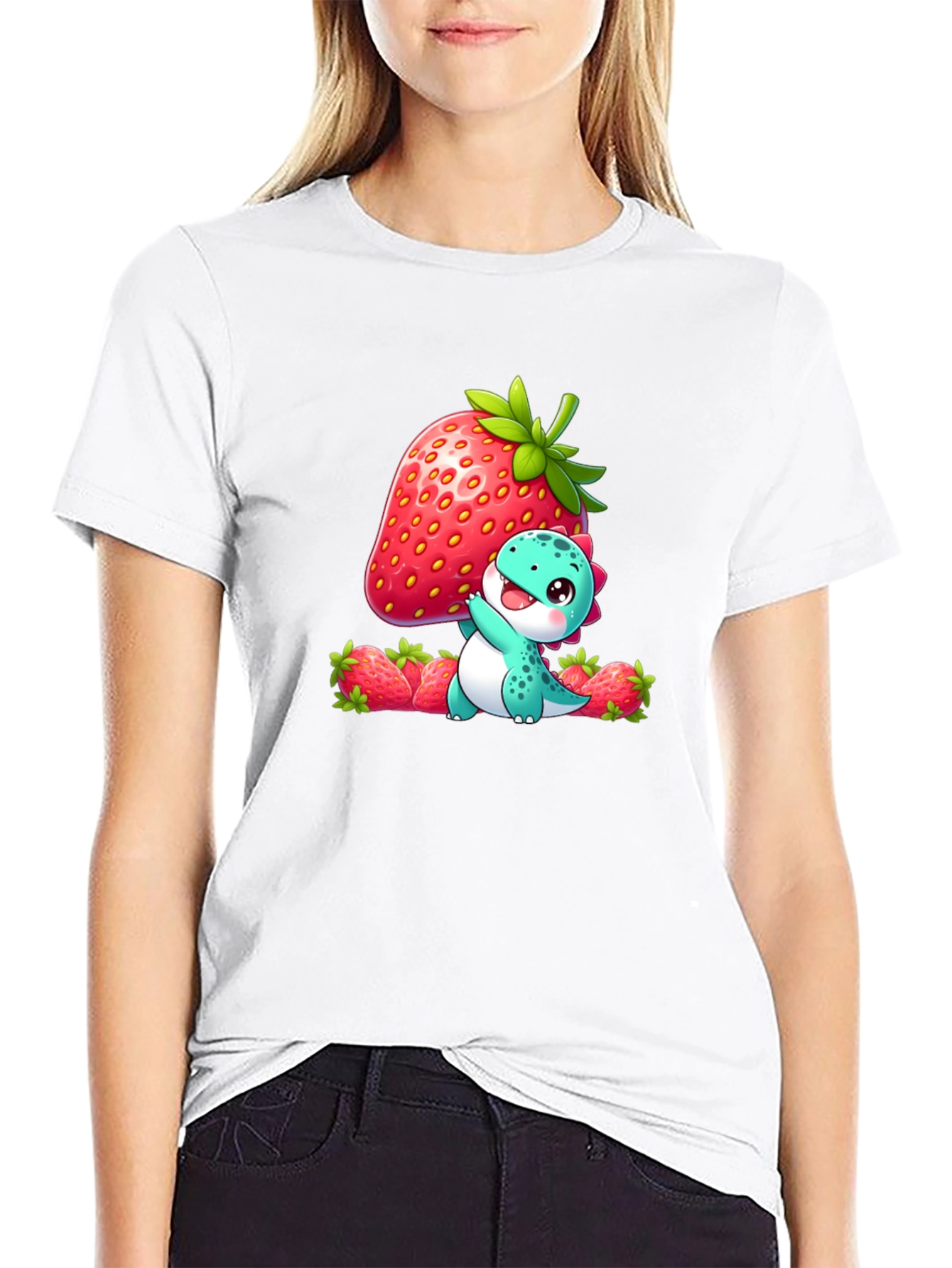 Cute Dinosaur with Strawberry T-Shirt