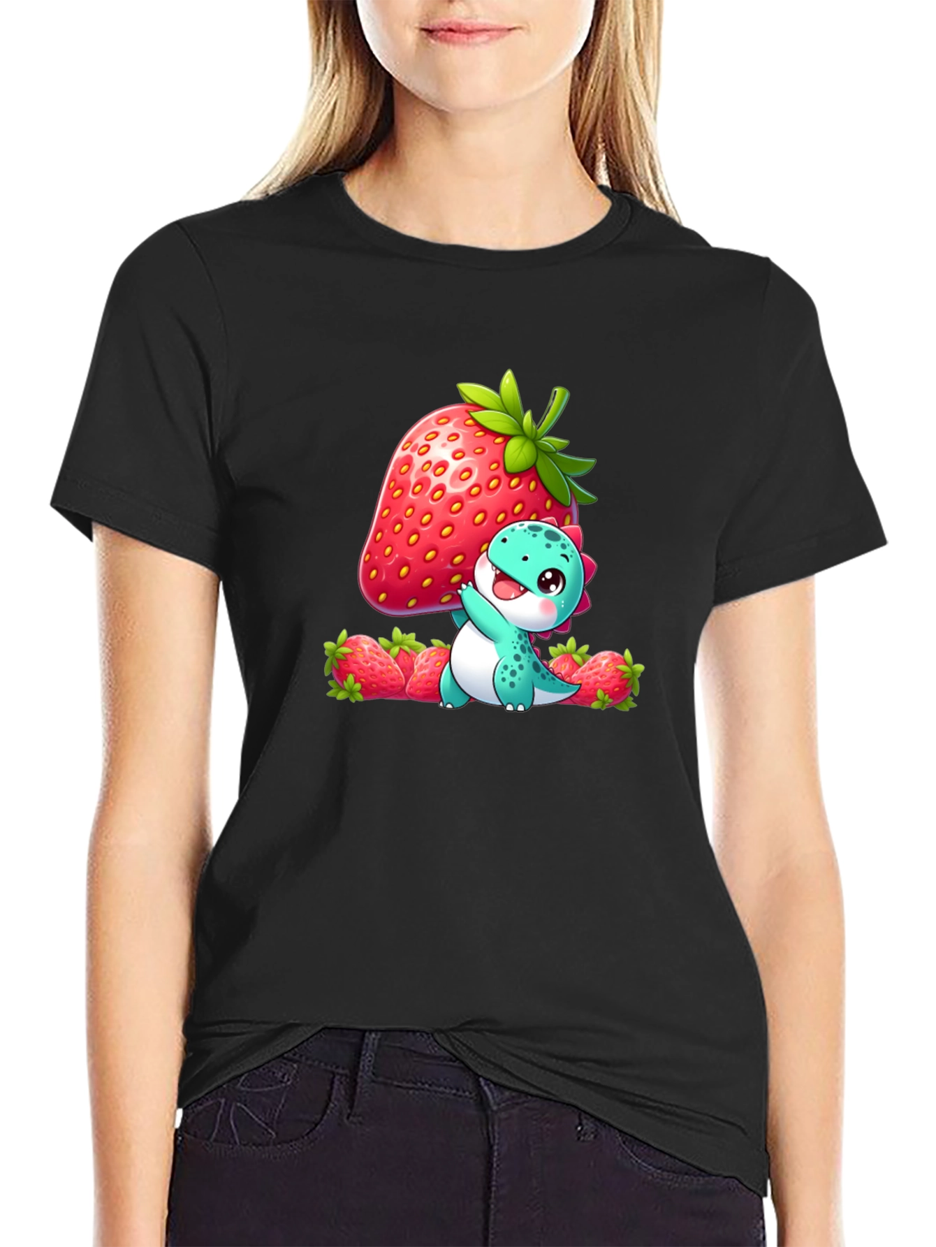 Cute Dinosaur with Strawberry T-Shirt