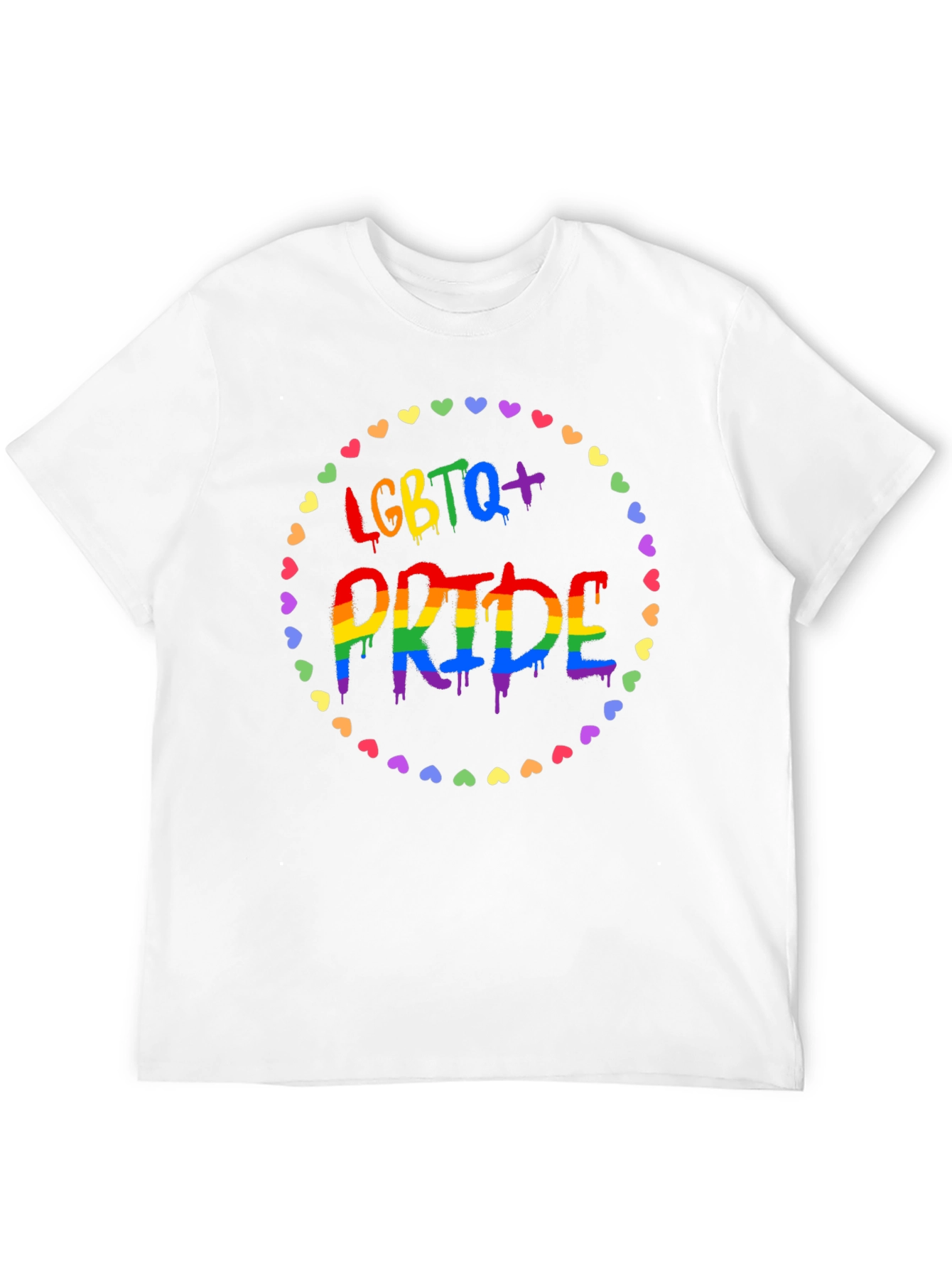 LGBTQ+ Pride T-Shirt - Rainbow Heart Design