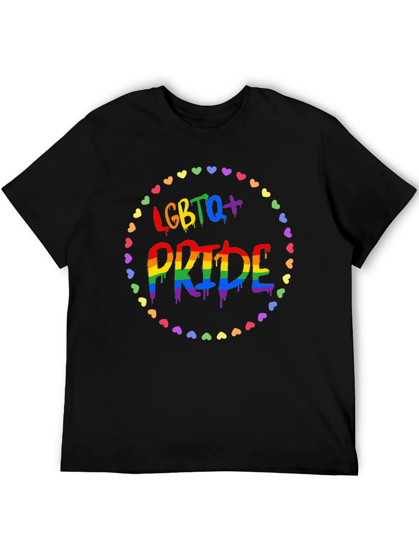 LGBTQ+ Pride T-Shirt - Rainbow Heart Design