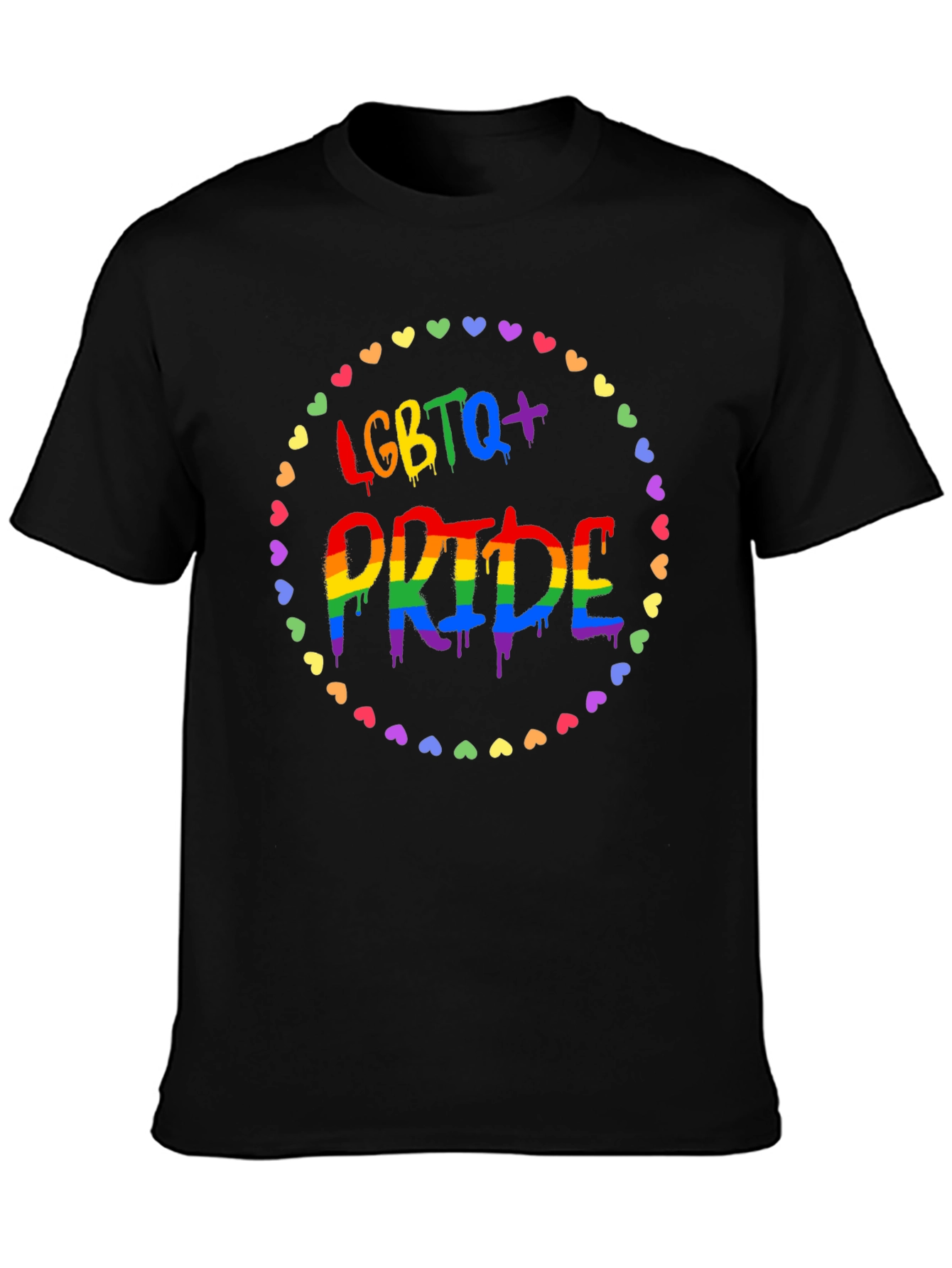 LGBTQ+ Pride T-Shirt - Rainbow Heart Design