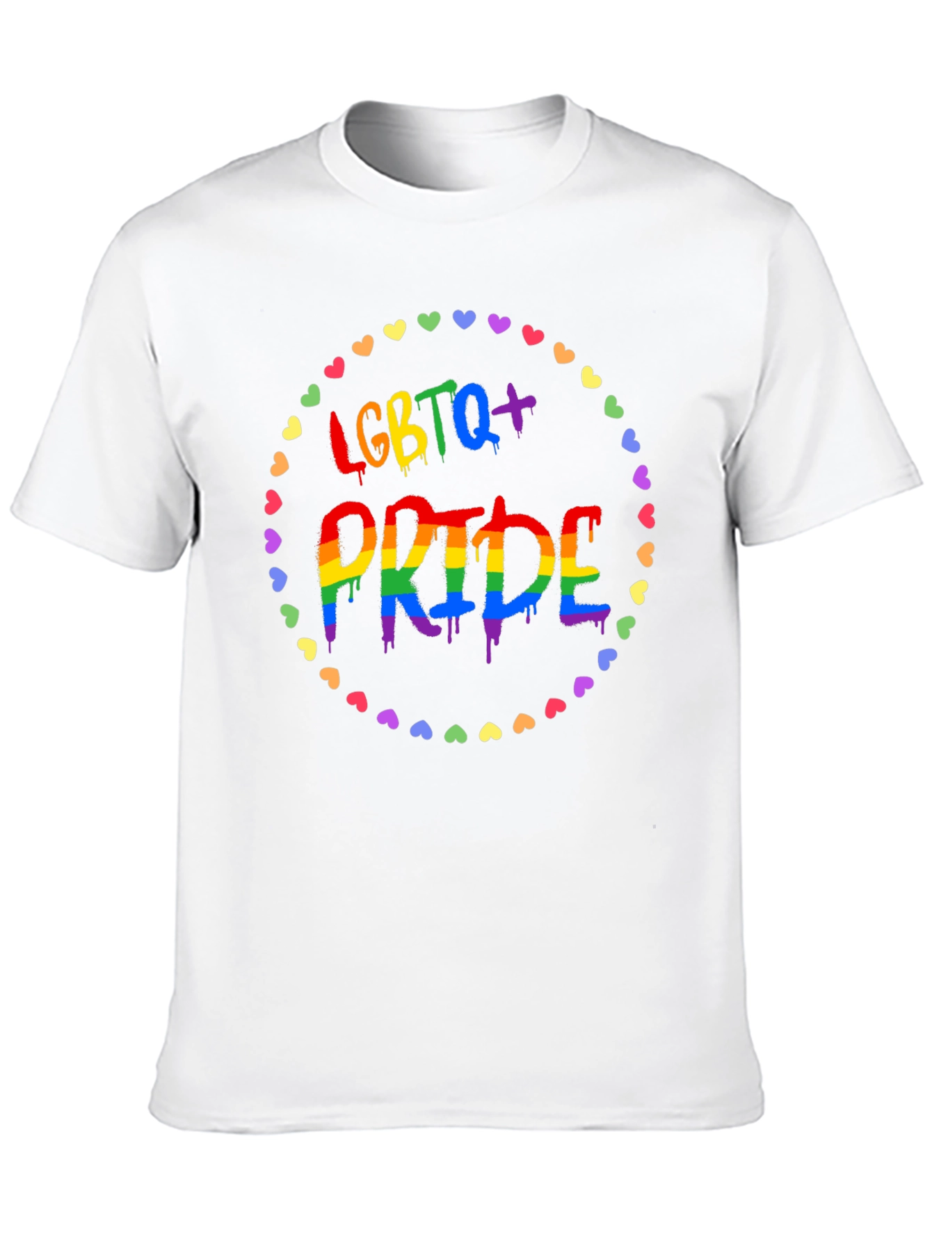 LGBTQ+ Pride T-Shirt - Rainbow Heart Design