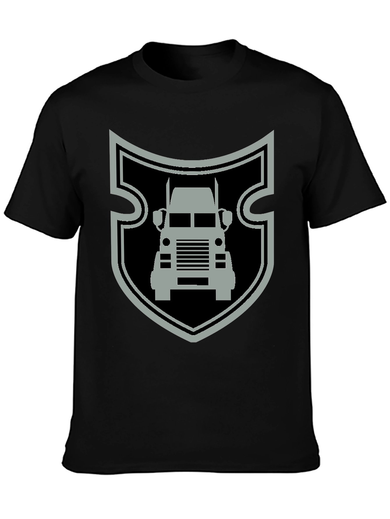 Truck Shield Graphic Tee - Black Cotton T-Shirt