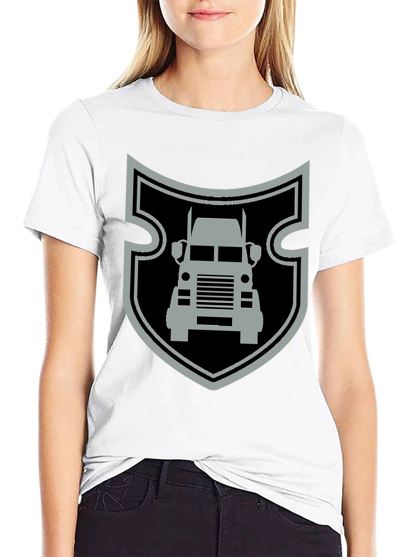 Truck Shield Graphic Tee - Black Cotton T-Shirt