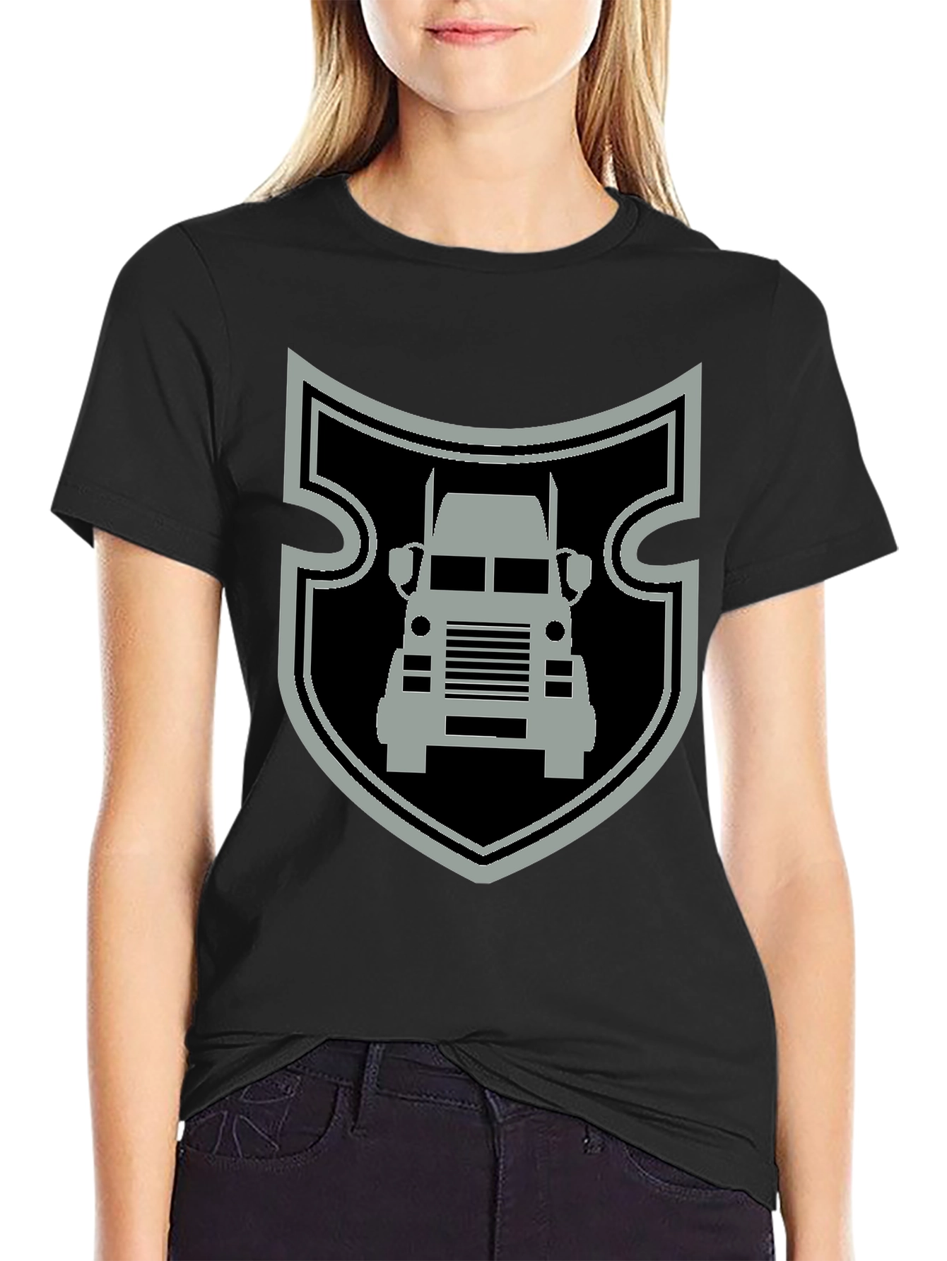Truck Shield Graphic Tee - Black Cotton T-Shirt