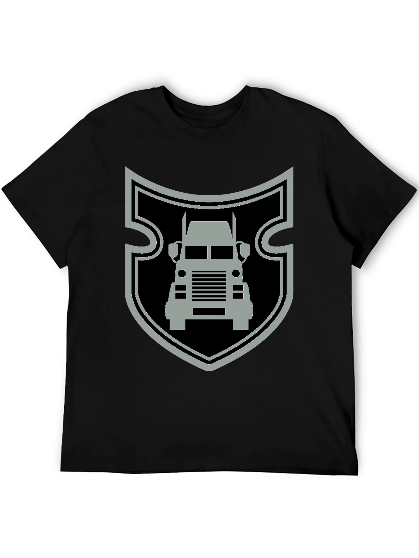 Truck Shield Graphic Tee - Black Cotton T-Shirt