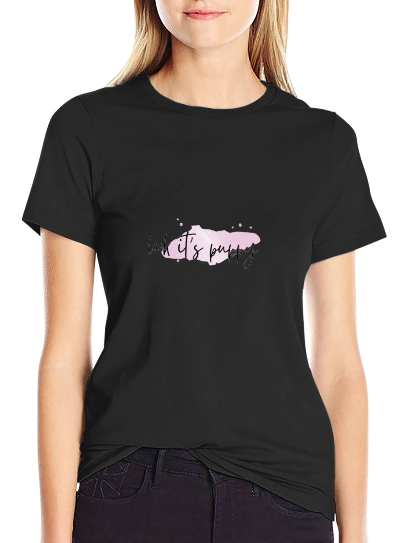 Look Its Puppy Mens Black T-Shirt