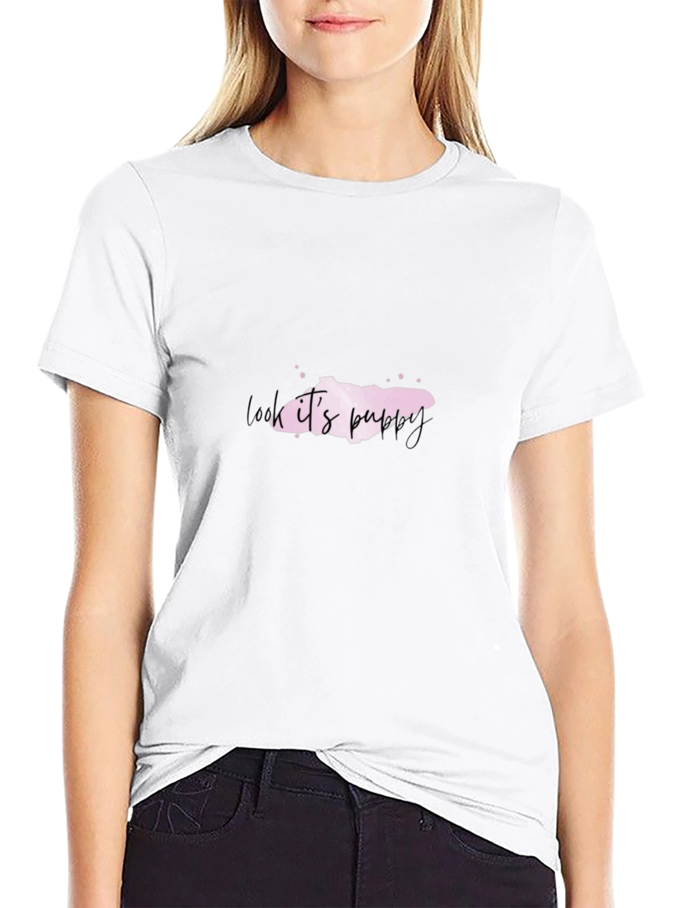 Look Its Puppy Mens Black T-Shirt