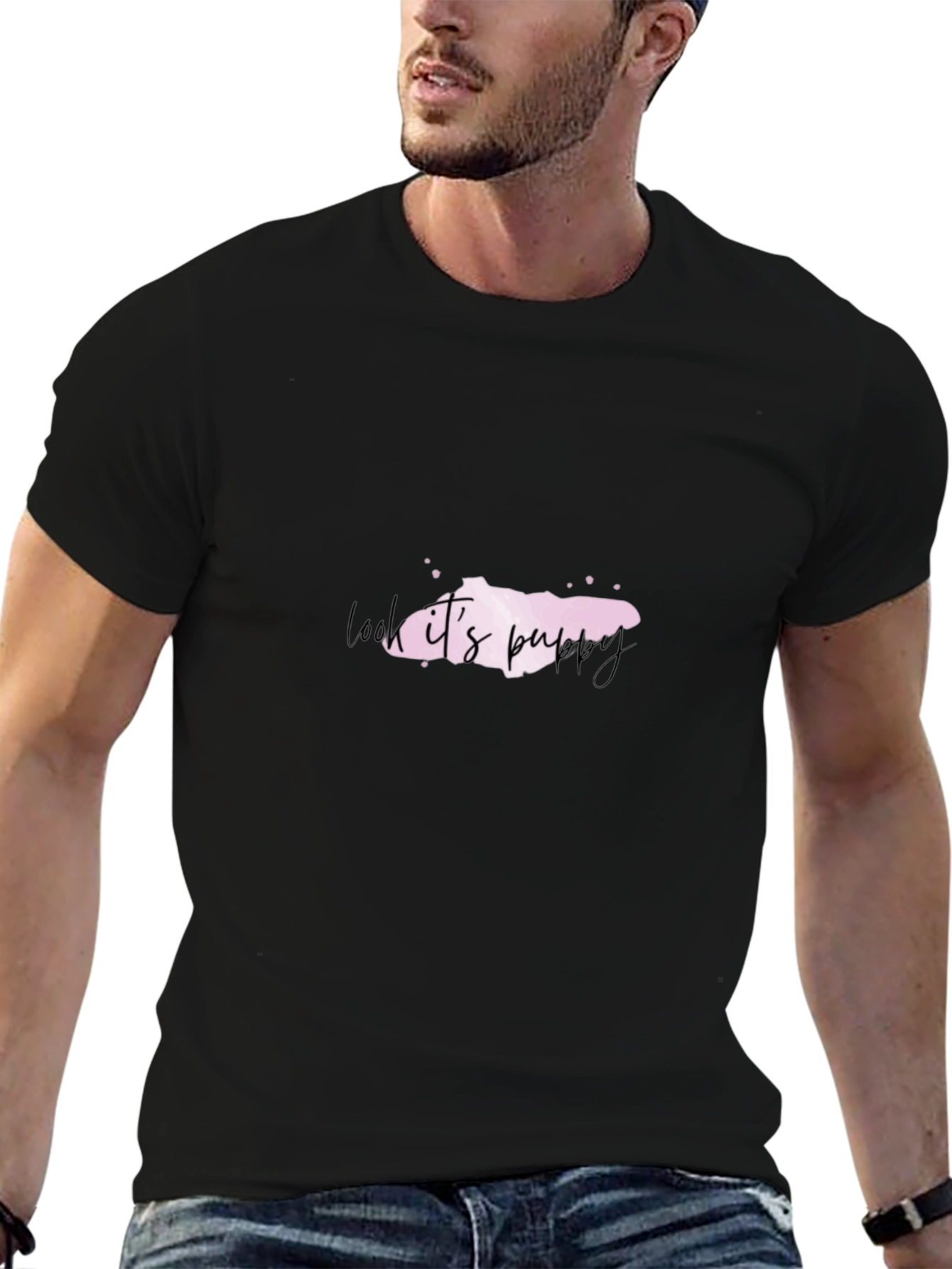 Look Its Puppy Mens Black T-Shirt