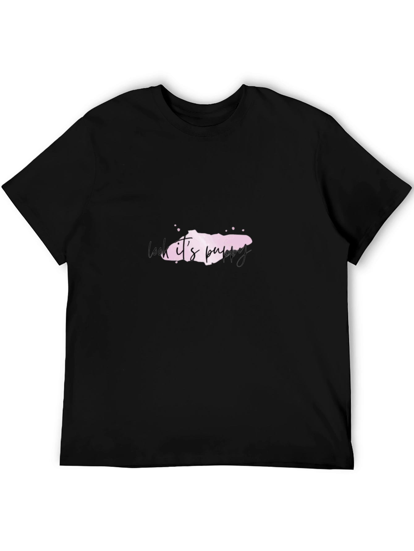 Look Its Puppy Mens Black T-Shirt
