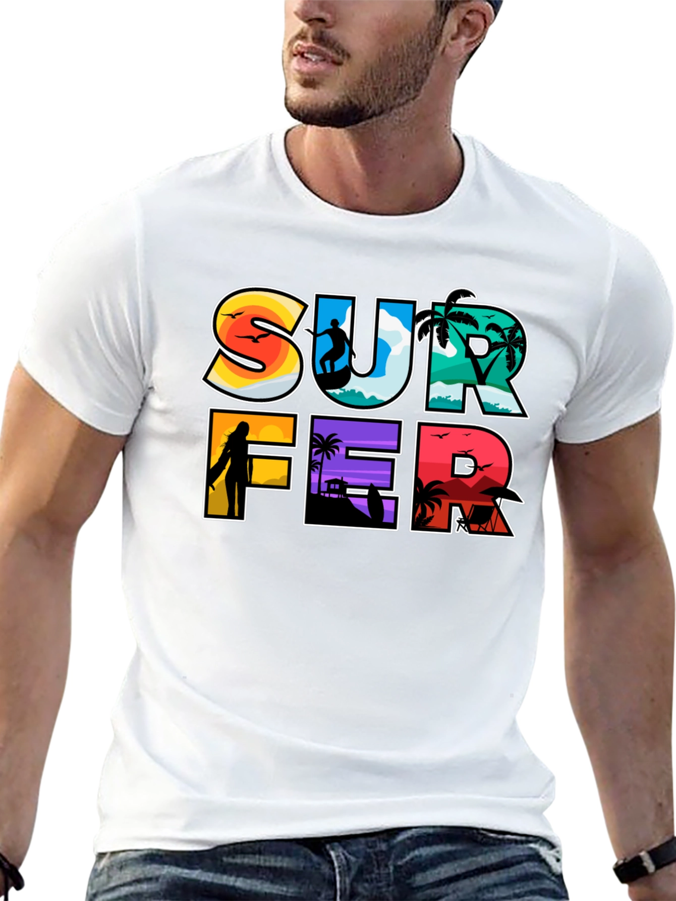 Surfer Graphic Tee - Beach Vibes T-Shirt