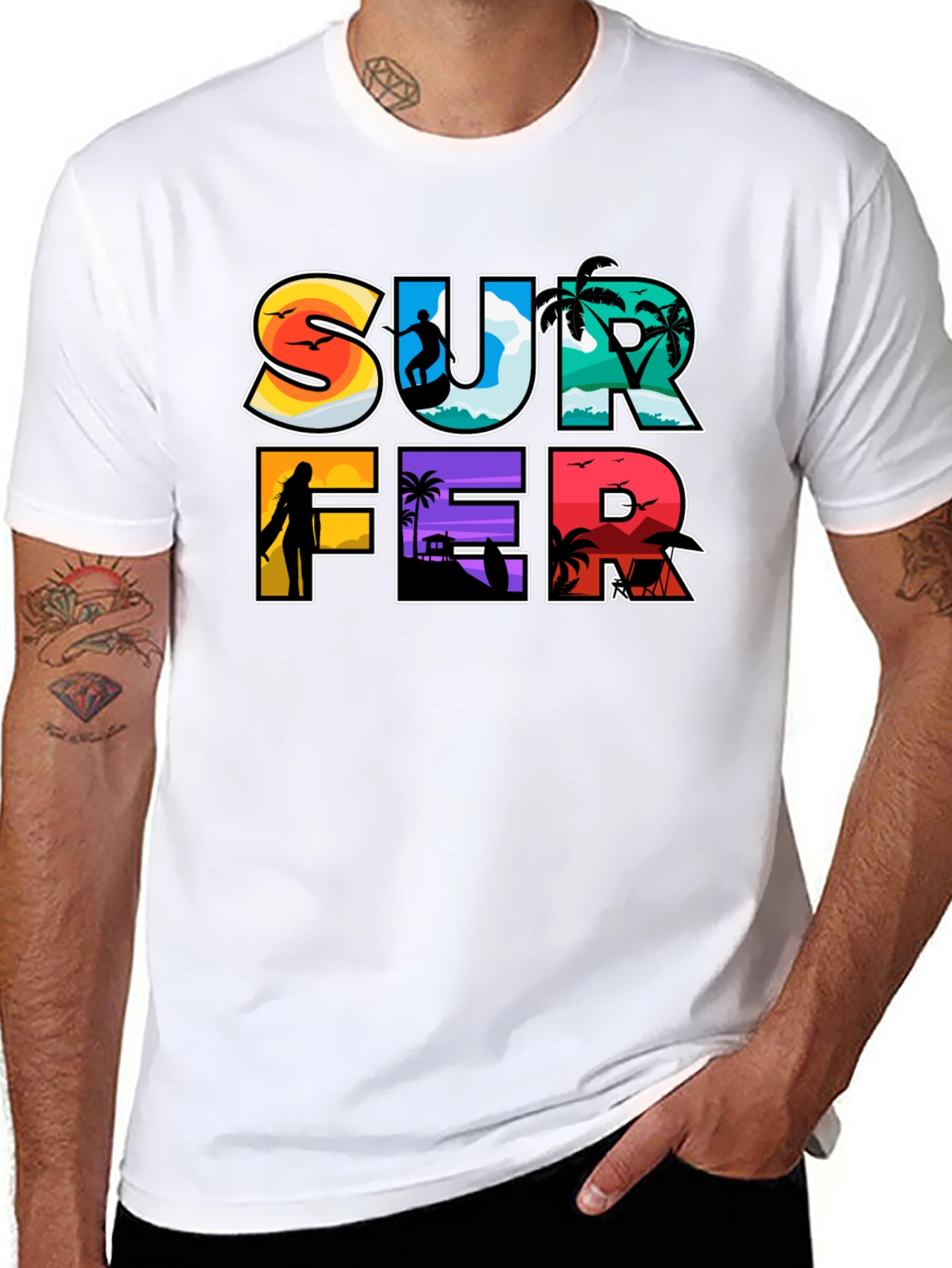 Surfer Graphic Tee - Beach Vibes T-Shirt