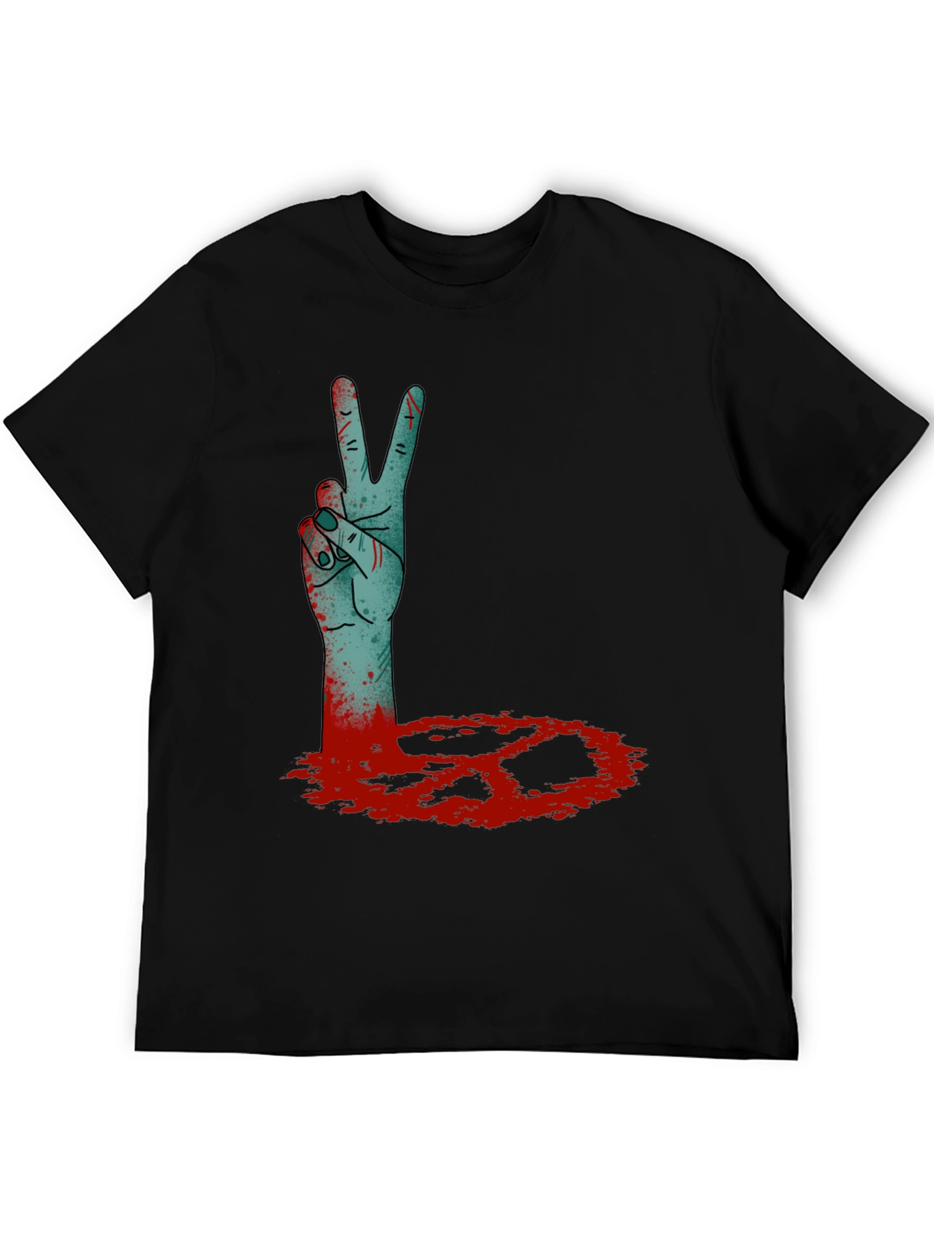 Zombie Peace Sign Black T-Shirt