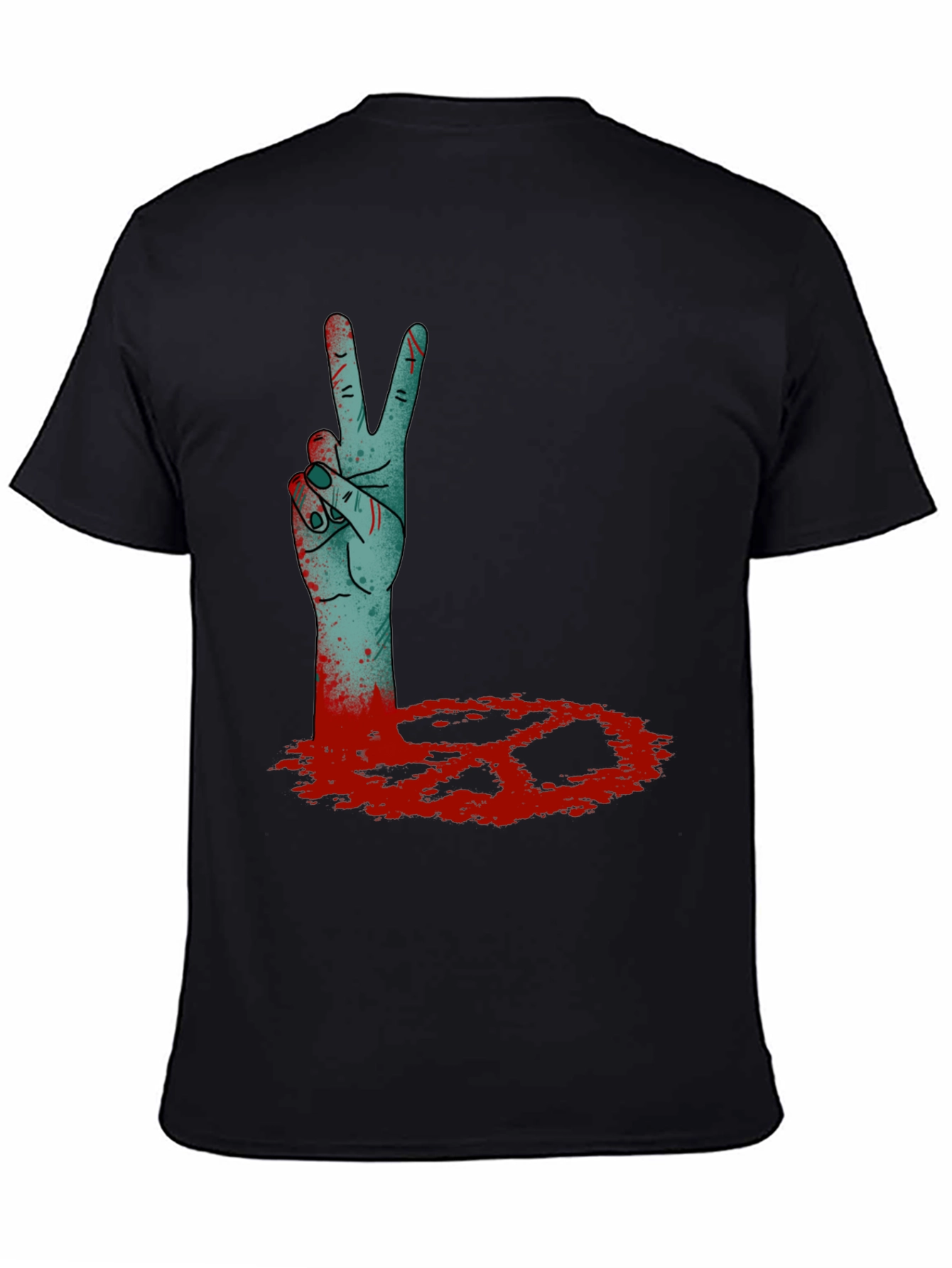 Zombie Peace Sign Black T-Shirt