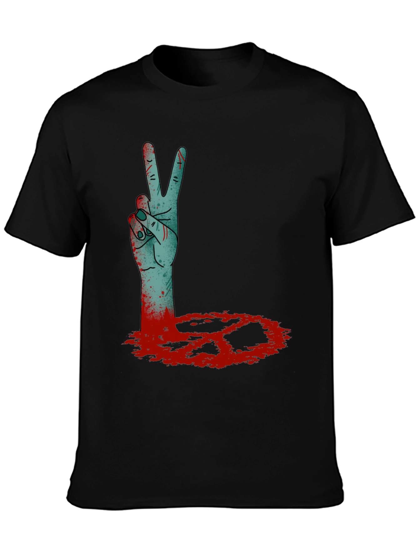 Zombie Peace Sign Black T-Shirt