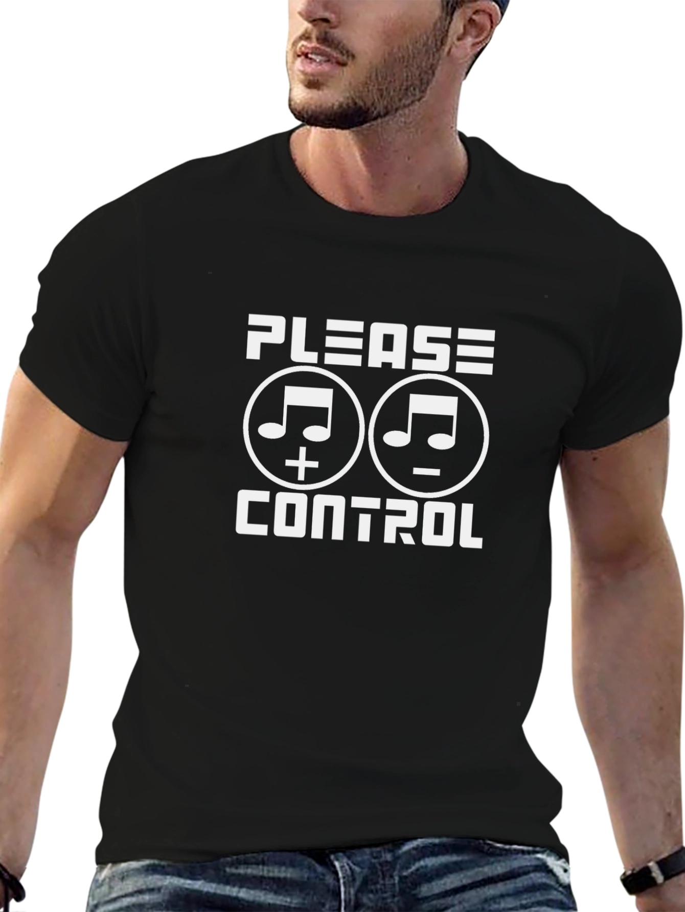 Please Control Music Note Graphic T-Shirt