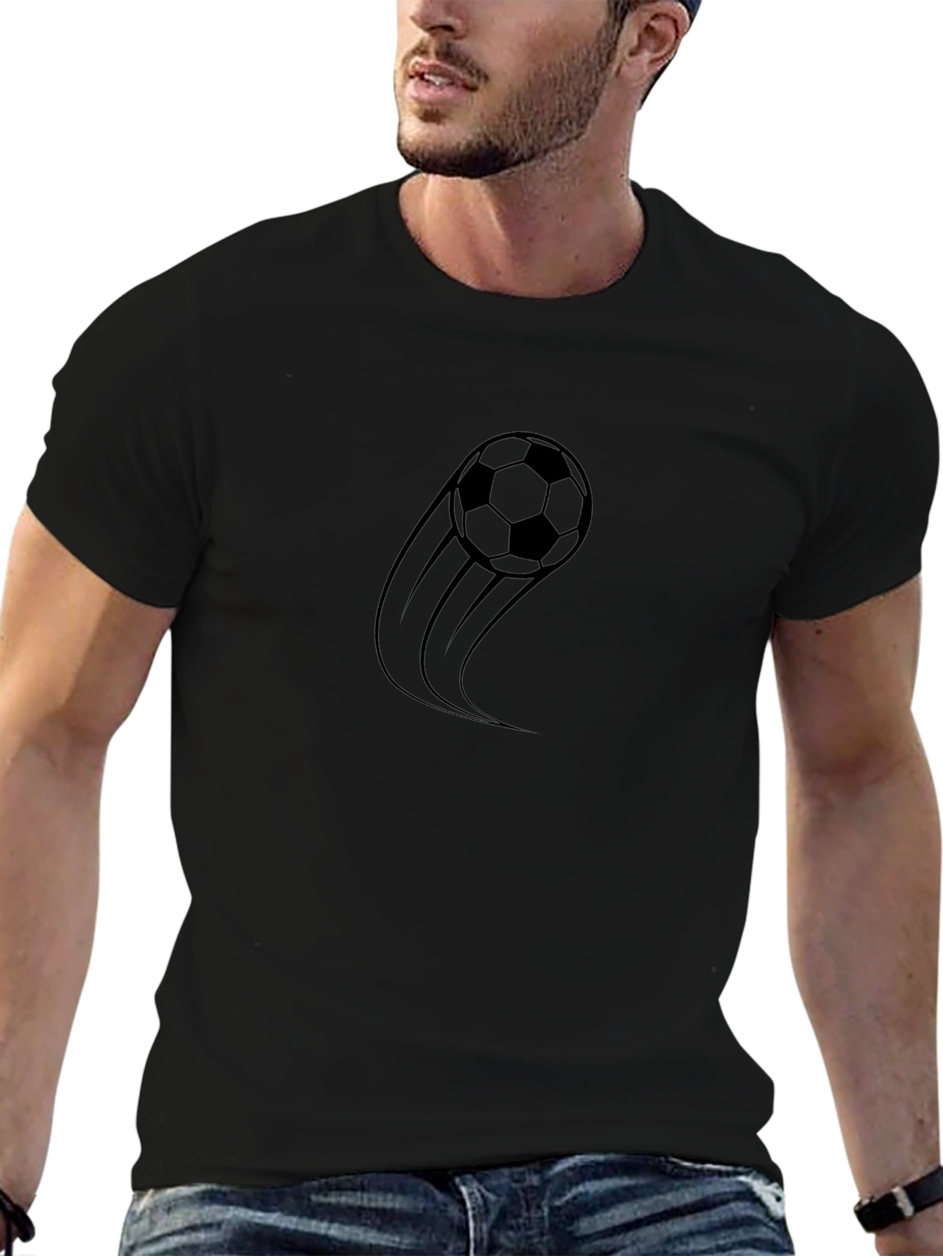 Soccer Ball Graphic Tee - Stylish Black T-Shirt
