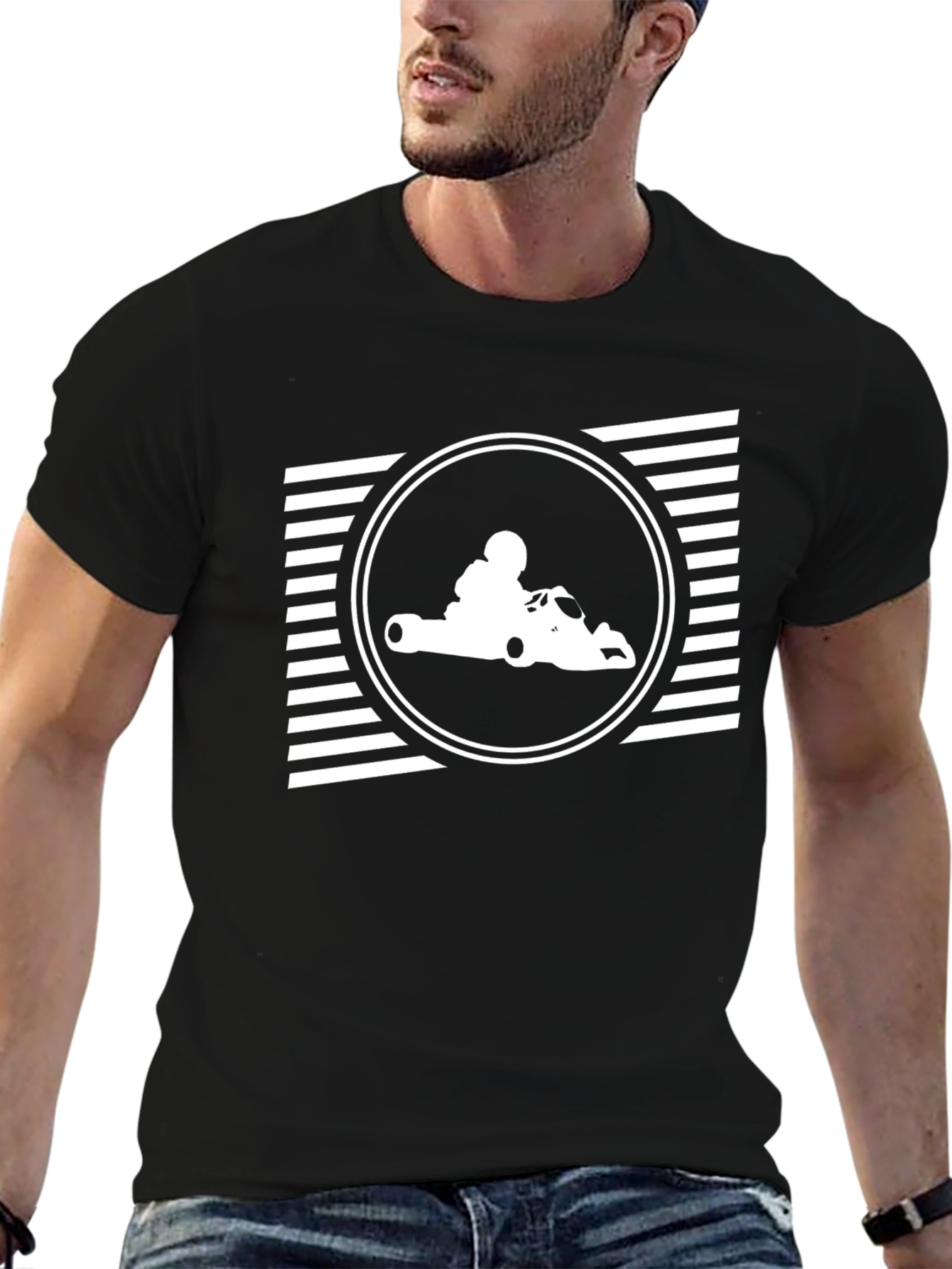 Go-Kart Racing Graphic Tee - Black Cotton T-Shirt
