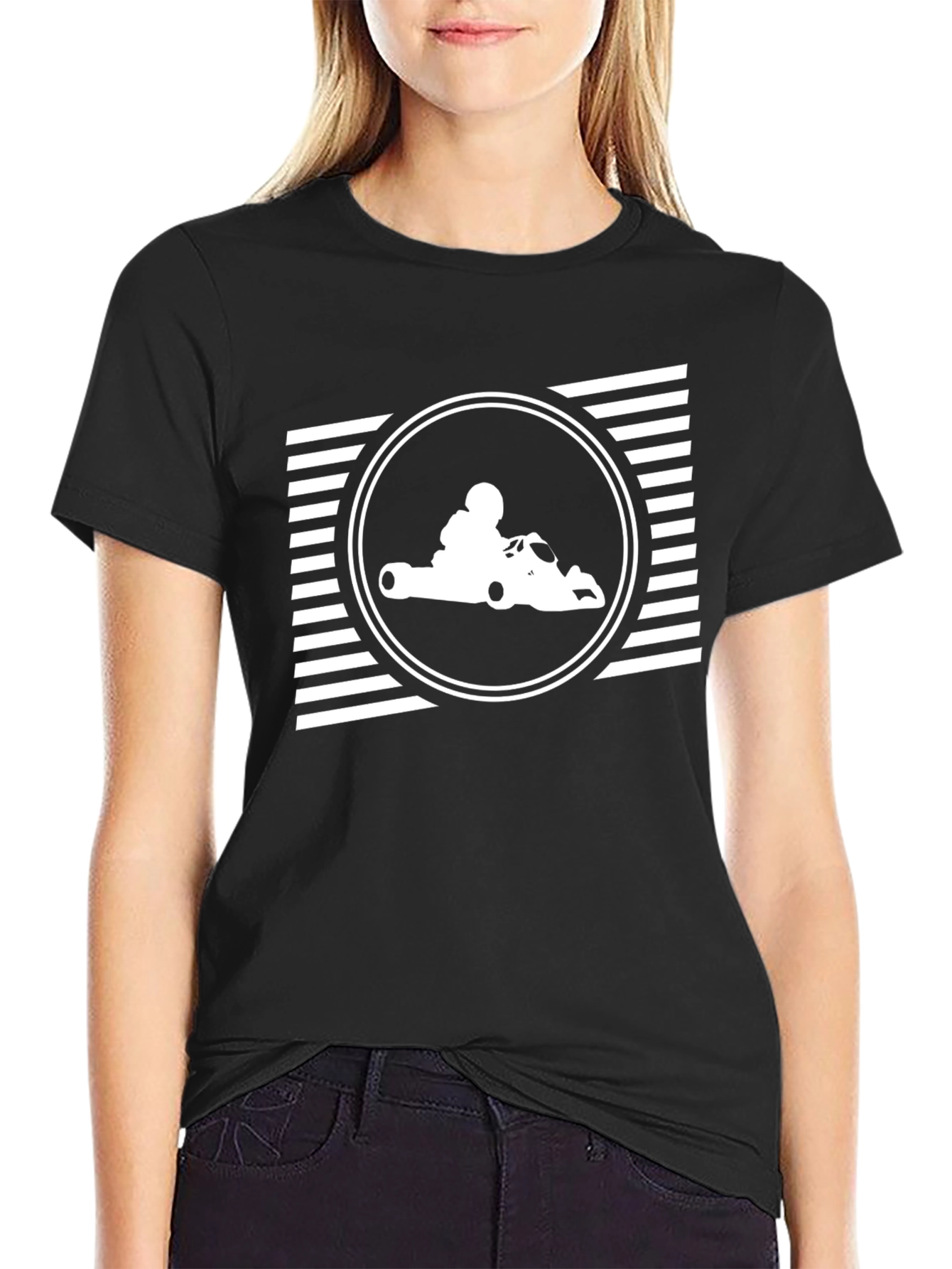 Go-Kart Racing Graphic Tee - Black Cotton T-Shirt