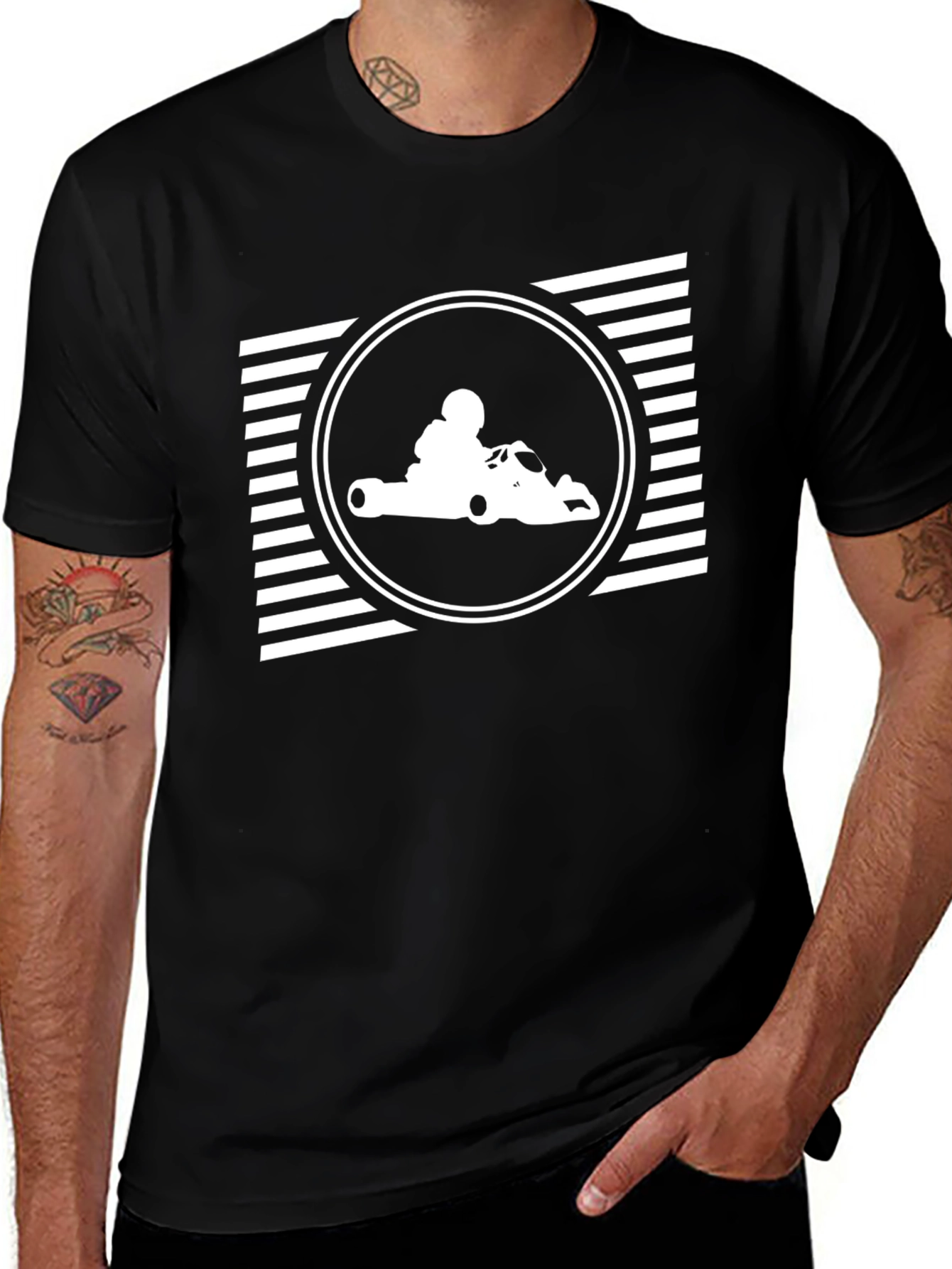 Go-Kart Racing Graphic Tee - Black Cotton T-Shirt