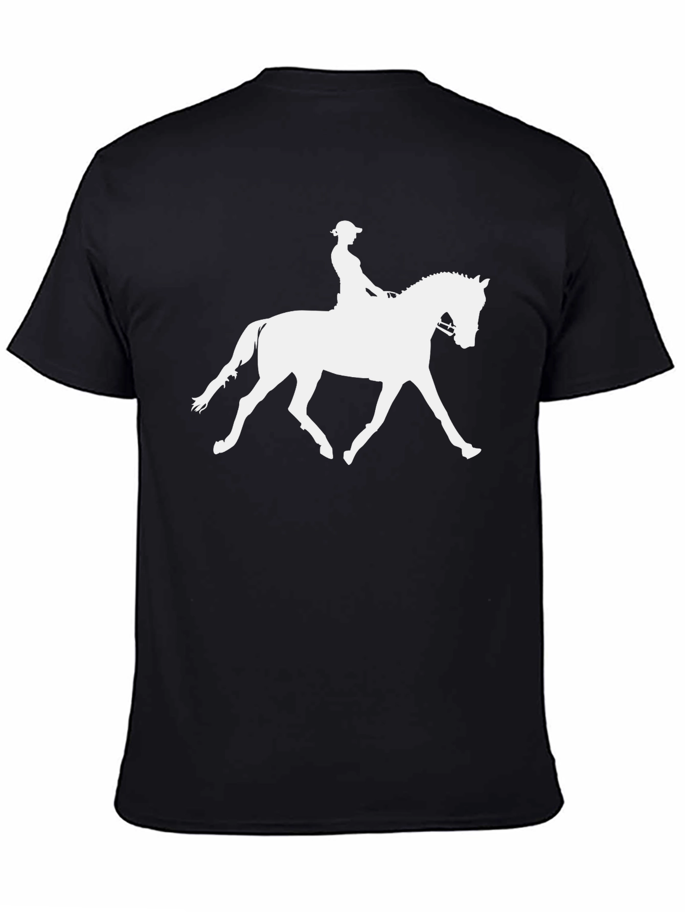Equestrian Silhouette Graphic Tee - Black Cotton Shirt