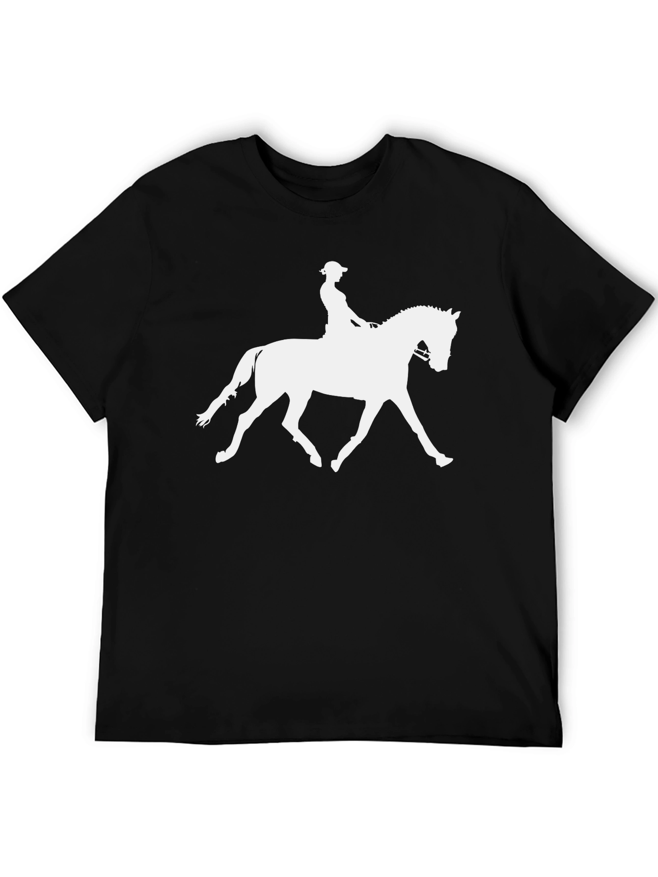 Equestrian Silhouette Graphic Tee - Black Cotton Shirt