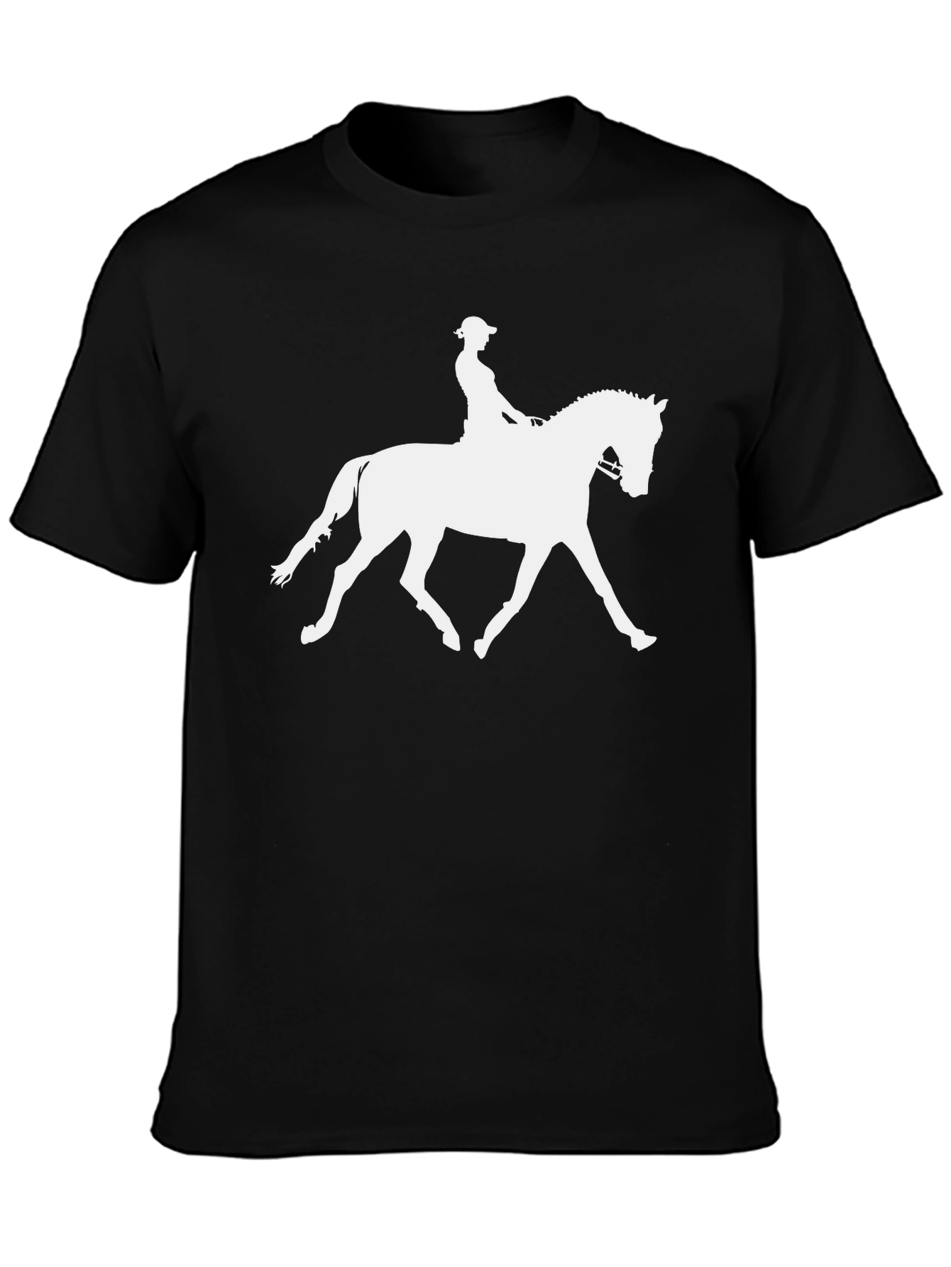 Equestrian Silhouette Graphic Tee - Black Cotton Shirt